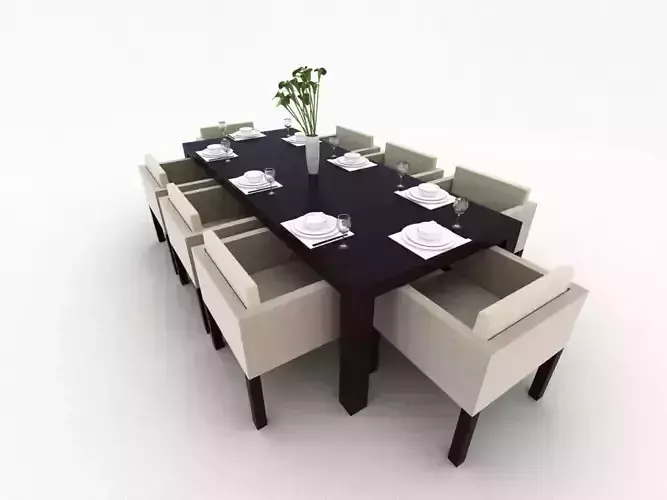 table dining with six chairs