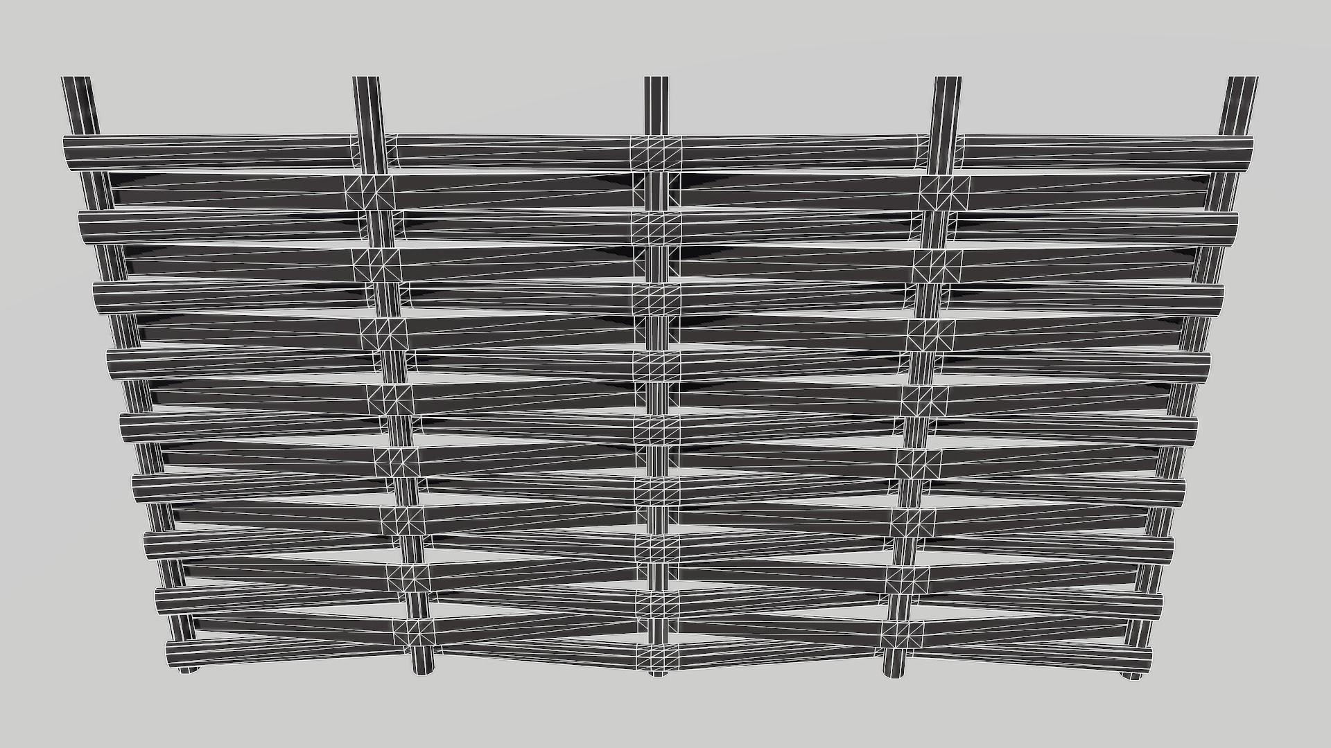 Modular Wooden Fence 6 Low-poly 3D model_7