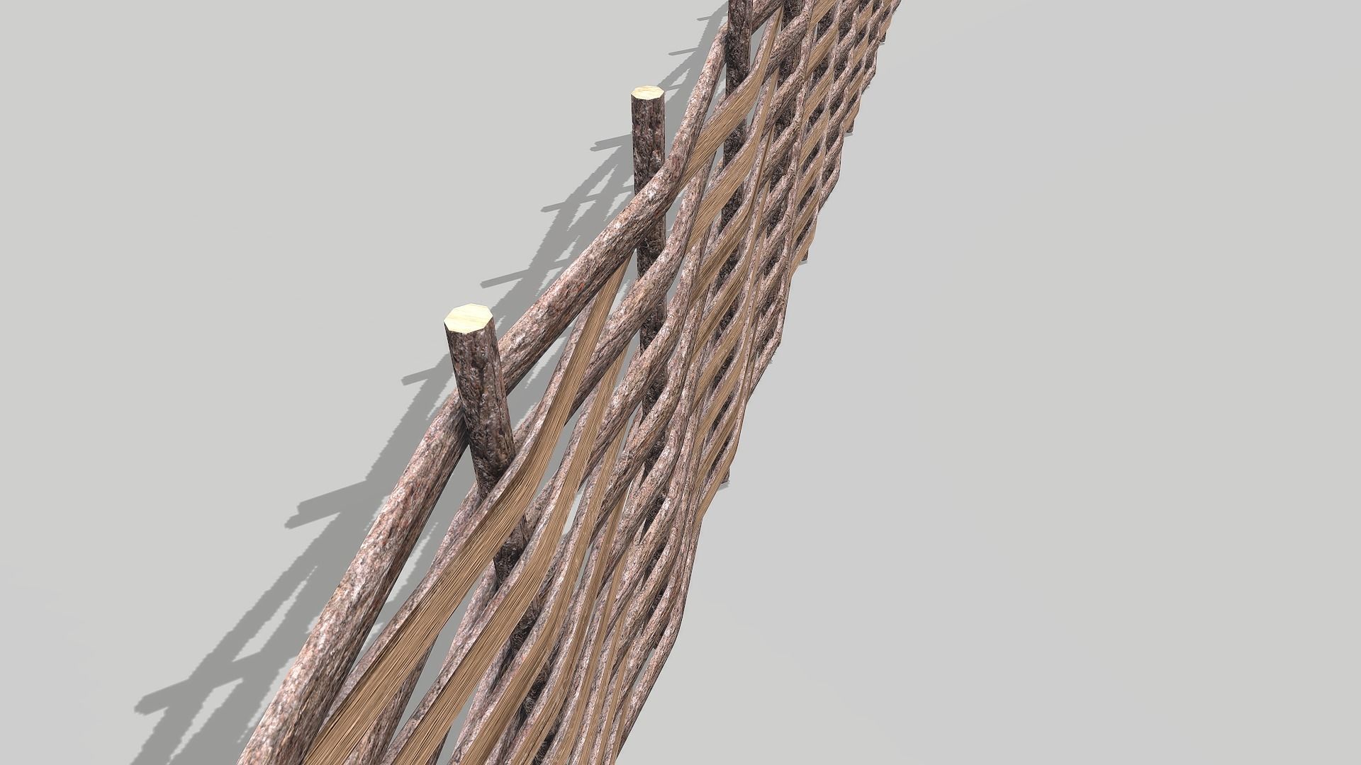 Modular Wooden Fence 6 Low-poly 3D model_3