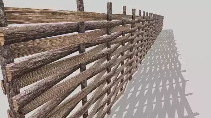 Modular Wooden Fence 6 Low-poly 3D model