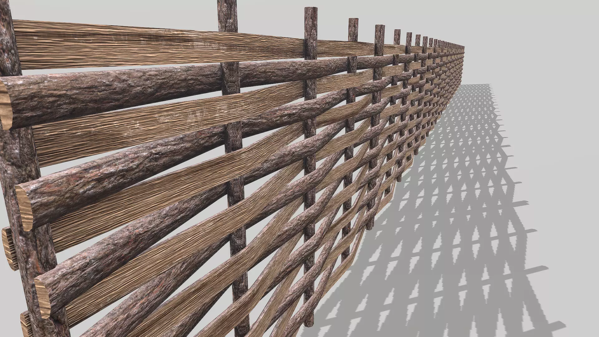 Modular Wooden Fence 6 Low-poly 3D model_0