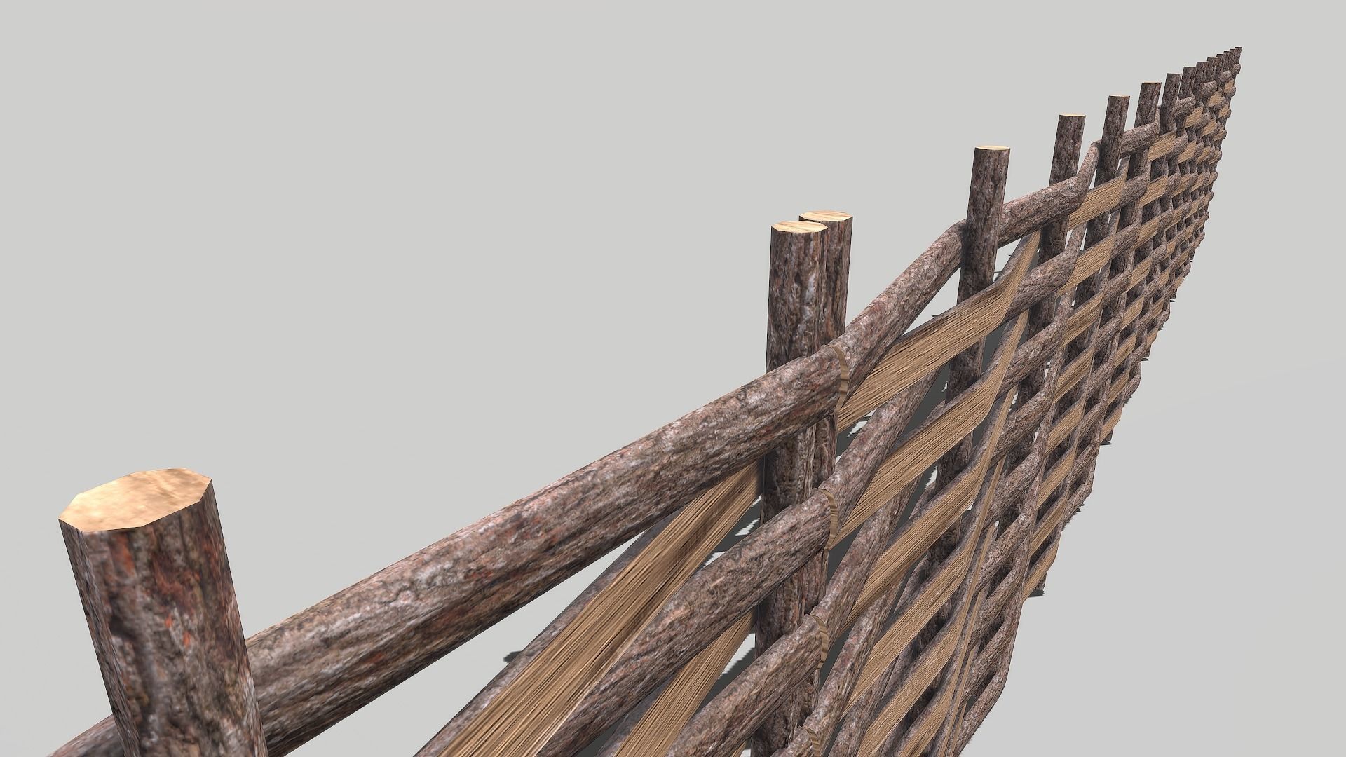 Modular Wooden Fence 6 Low-poly 3D model_4