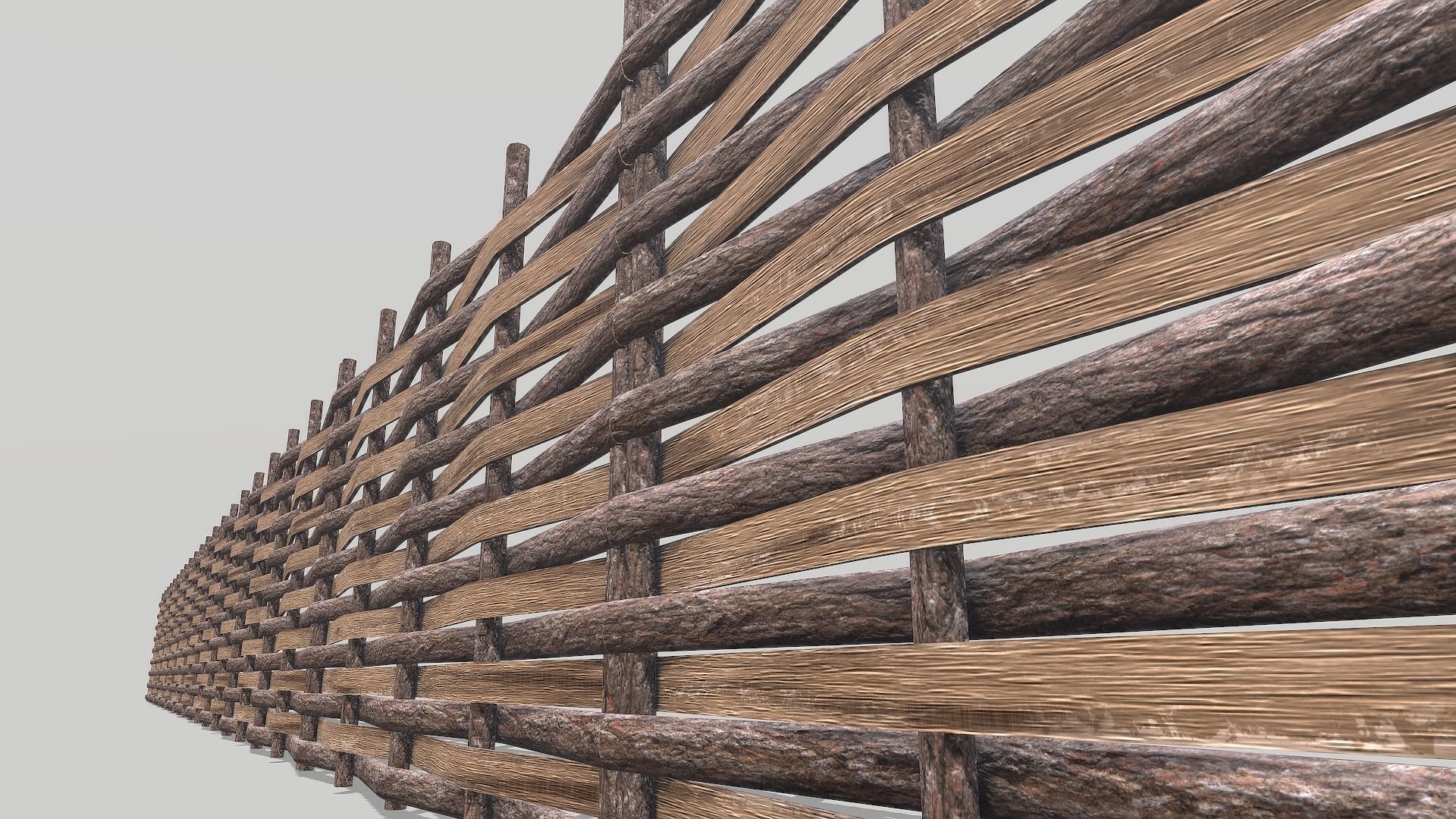 Modular Wooden Fence 6 Low-poly 3D model_2