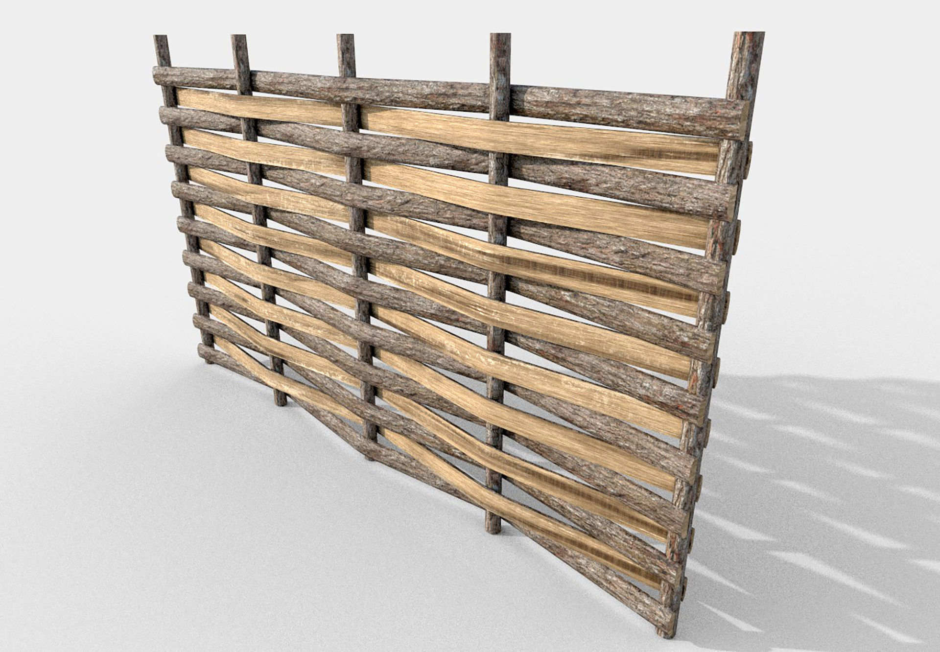 Modular Wooden Fence 6 Low-poly 3D model_6
