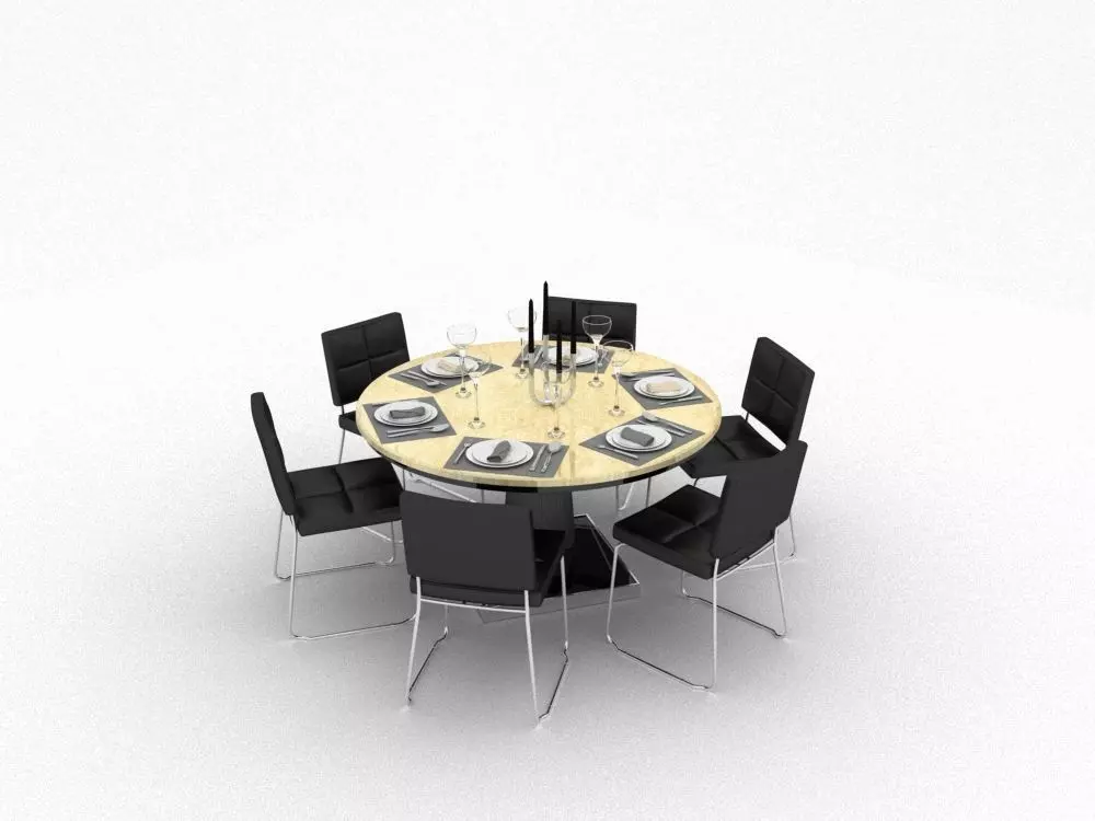 table dining and chairs 3D model_0