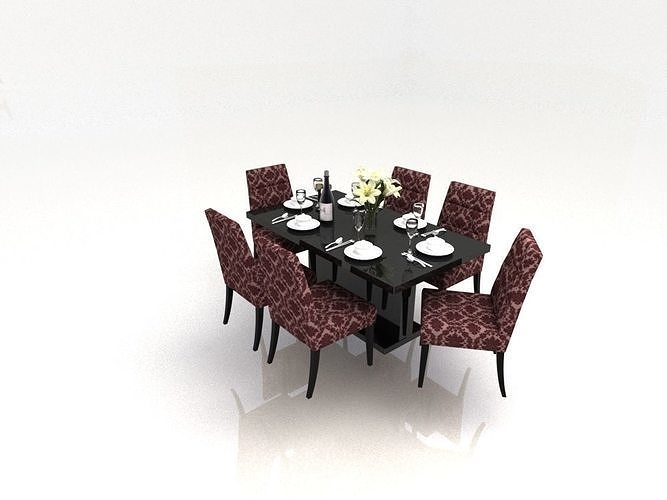 table dining and chairs 3D model | CGTrader