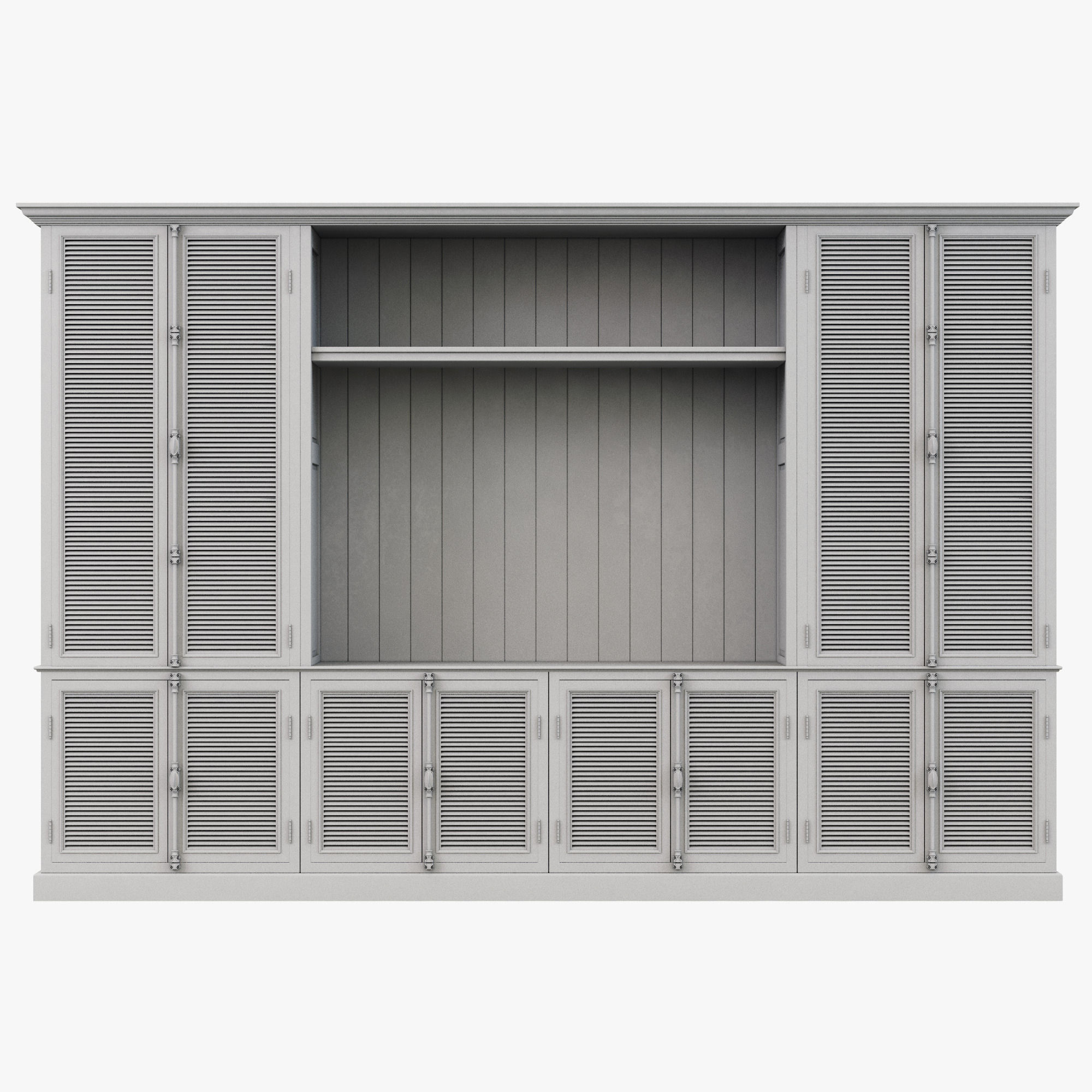 Restoration Hardware Shutter Closed Wood Media System 3D model_10