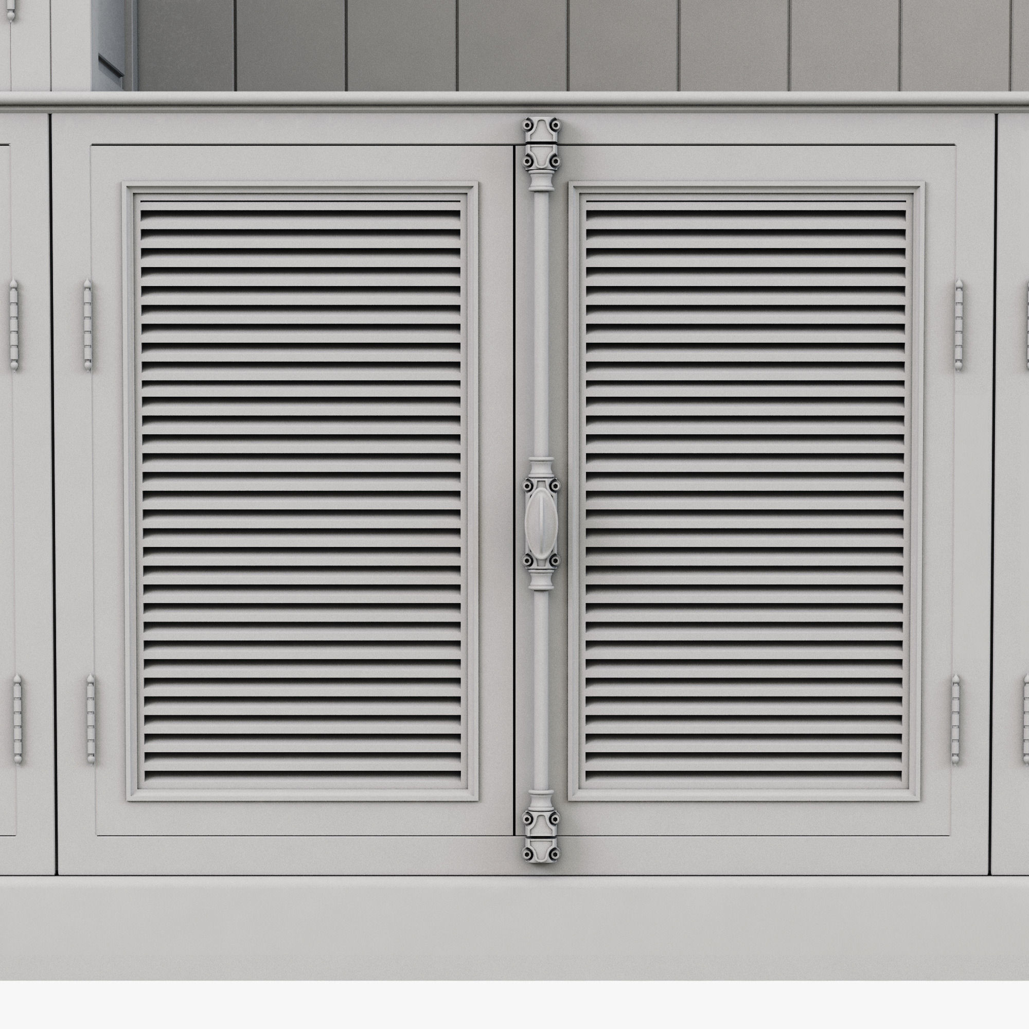 Restoration Hardware Shutter Closed Wood Media System 3D model_12