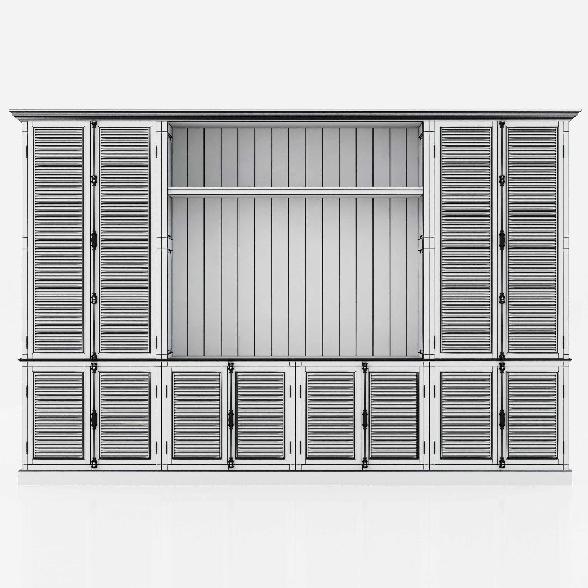 Restoration Hardware Shutter Closed Wood Media System 3D model_14