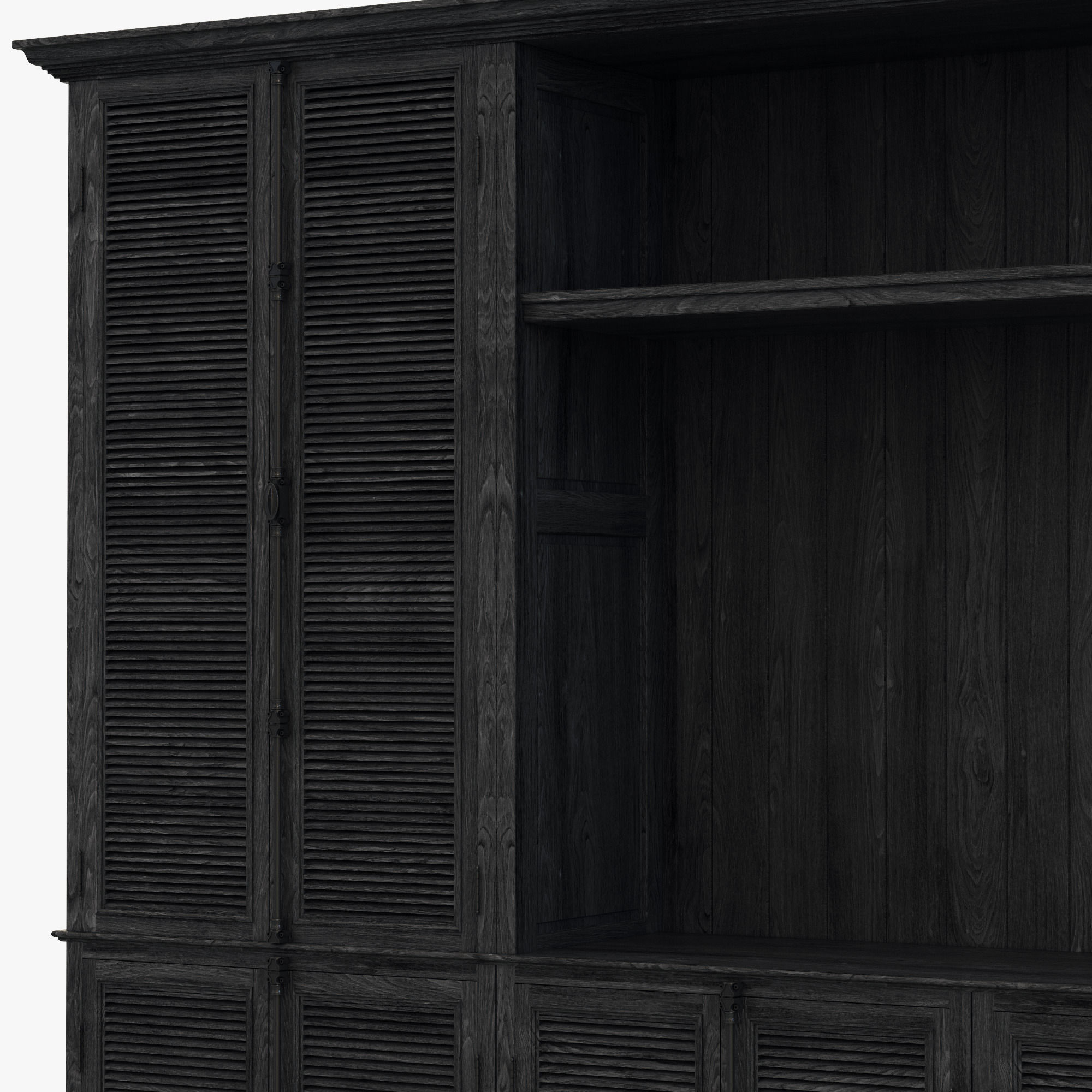 Restoration Hardware Shutter Closed Wood Media System 3D model_2