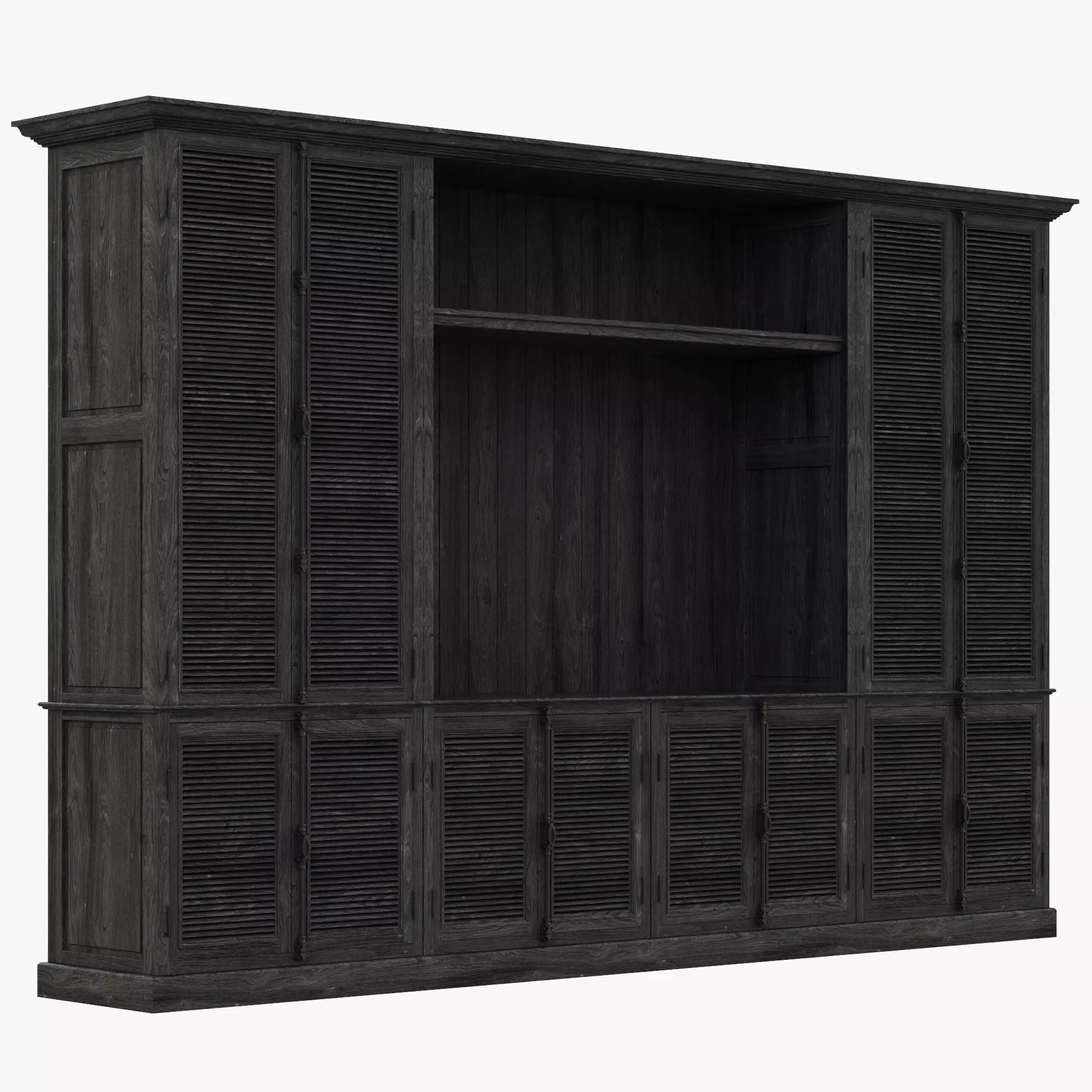 Restoration Hardware Shutter Closed Wood Media System 3D model_0