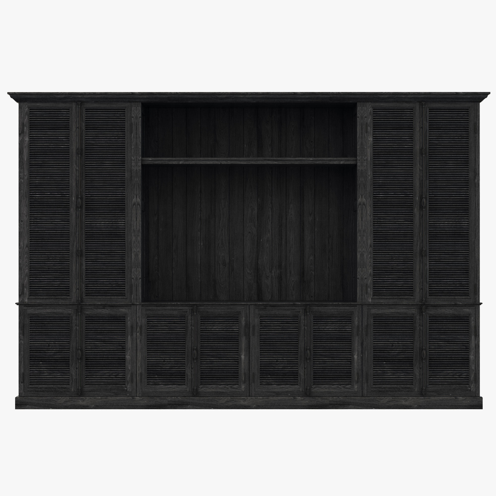 Restoration Hardware Shutter Closed Wood Media System 3D model_3