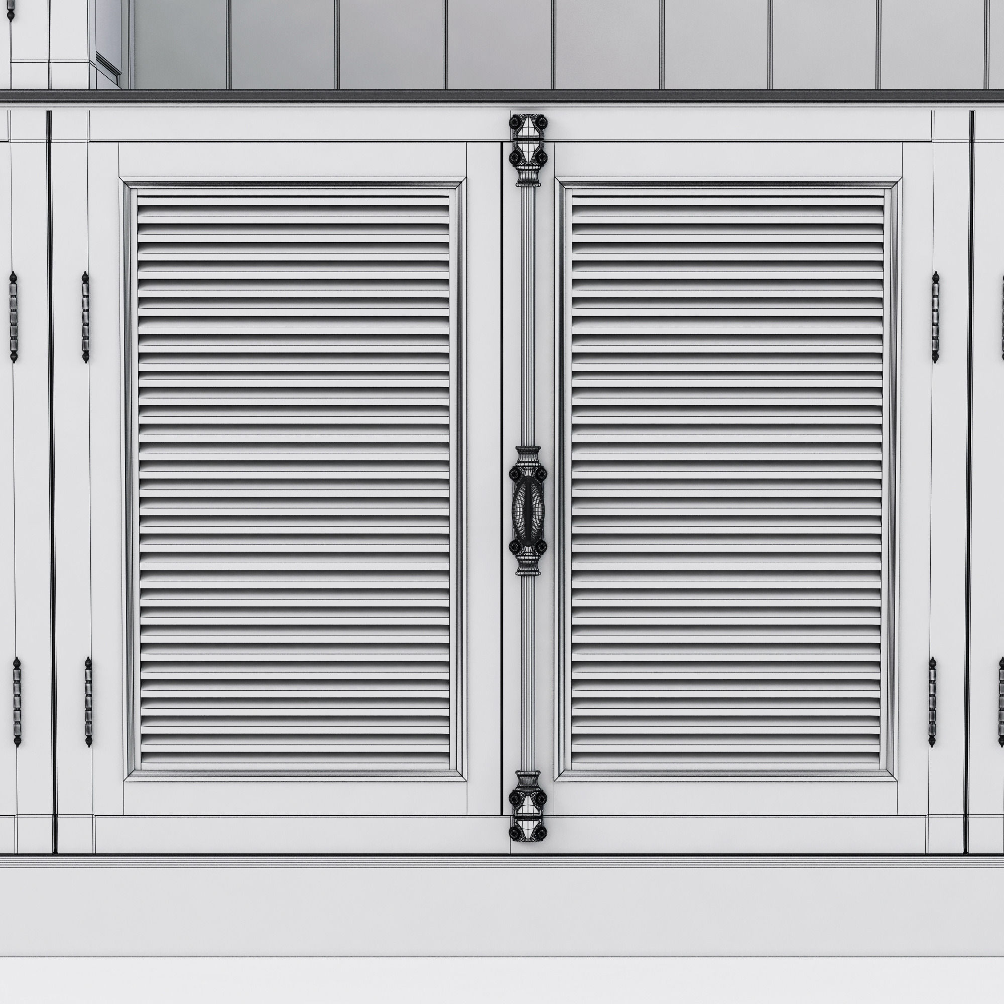 Restoration Hardware Shutter Closed Wood Media System 3D model_9