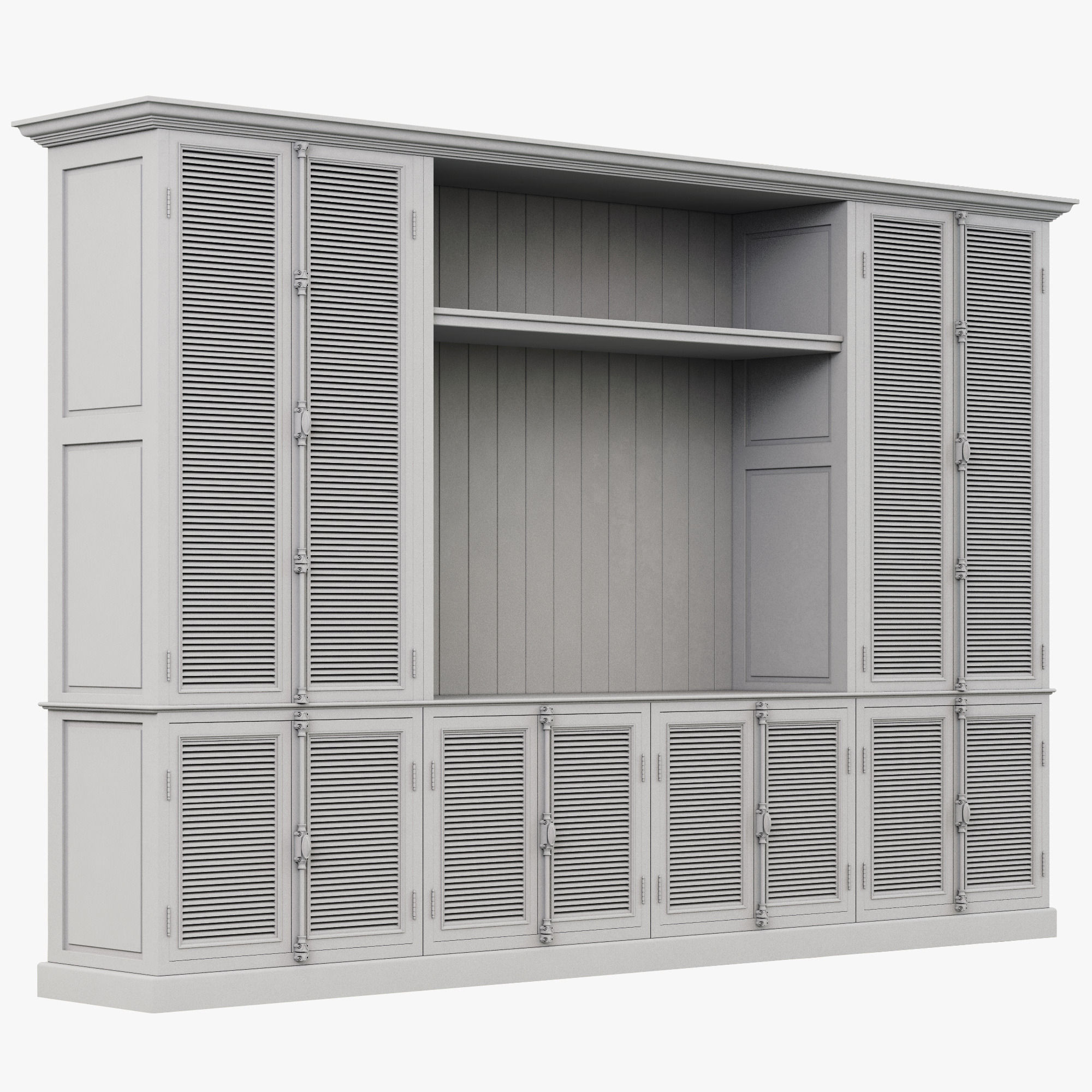 Restoration Hardware Shutter Closed Wood Media System 3D model_7