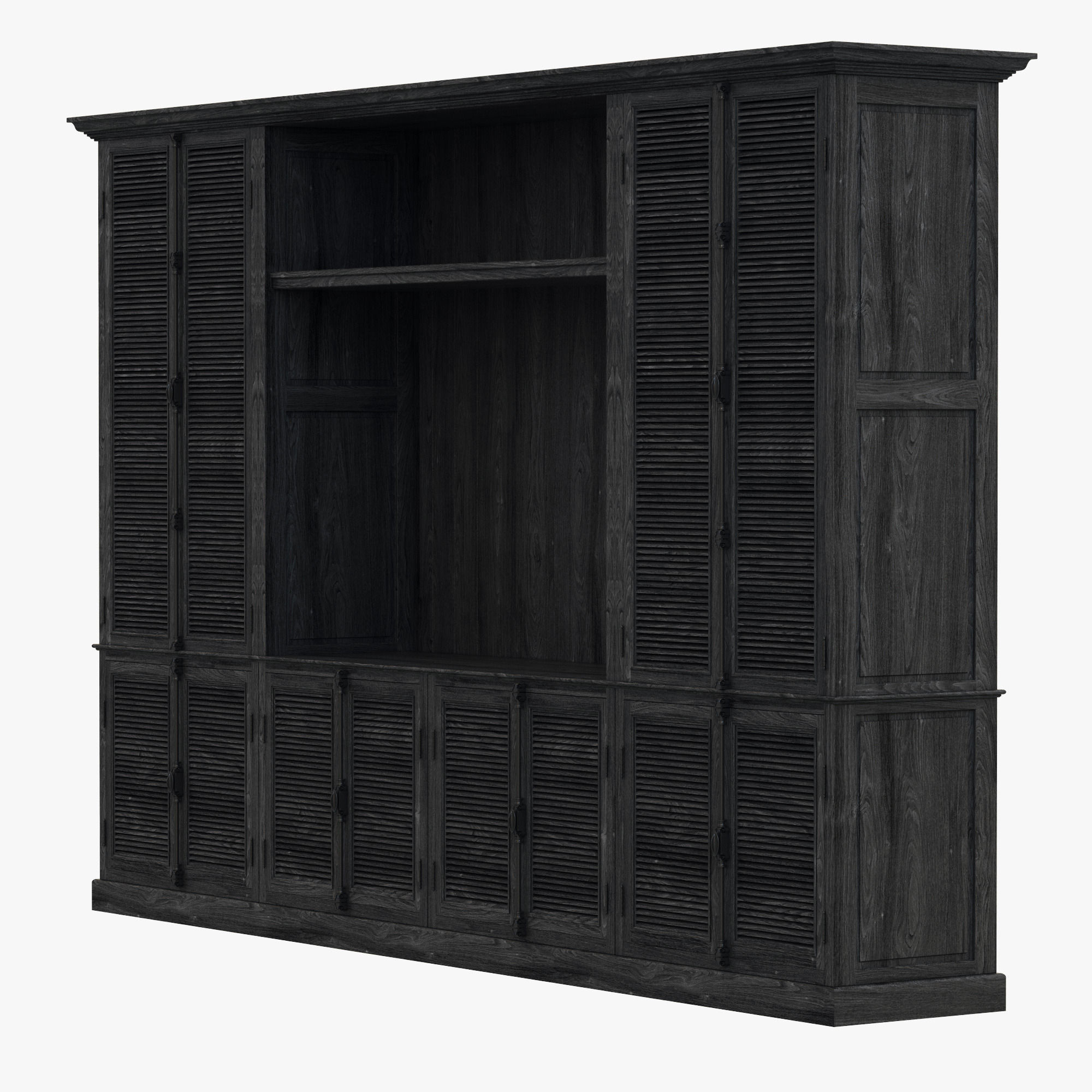 Restoration Hardware Shutter Closed Wood Media System 3D model_1