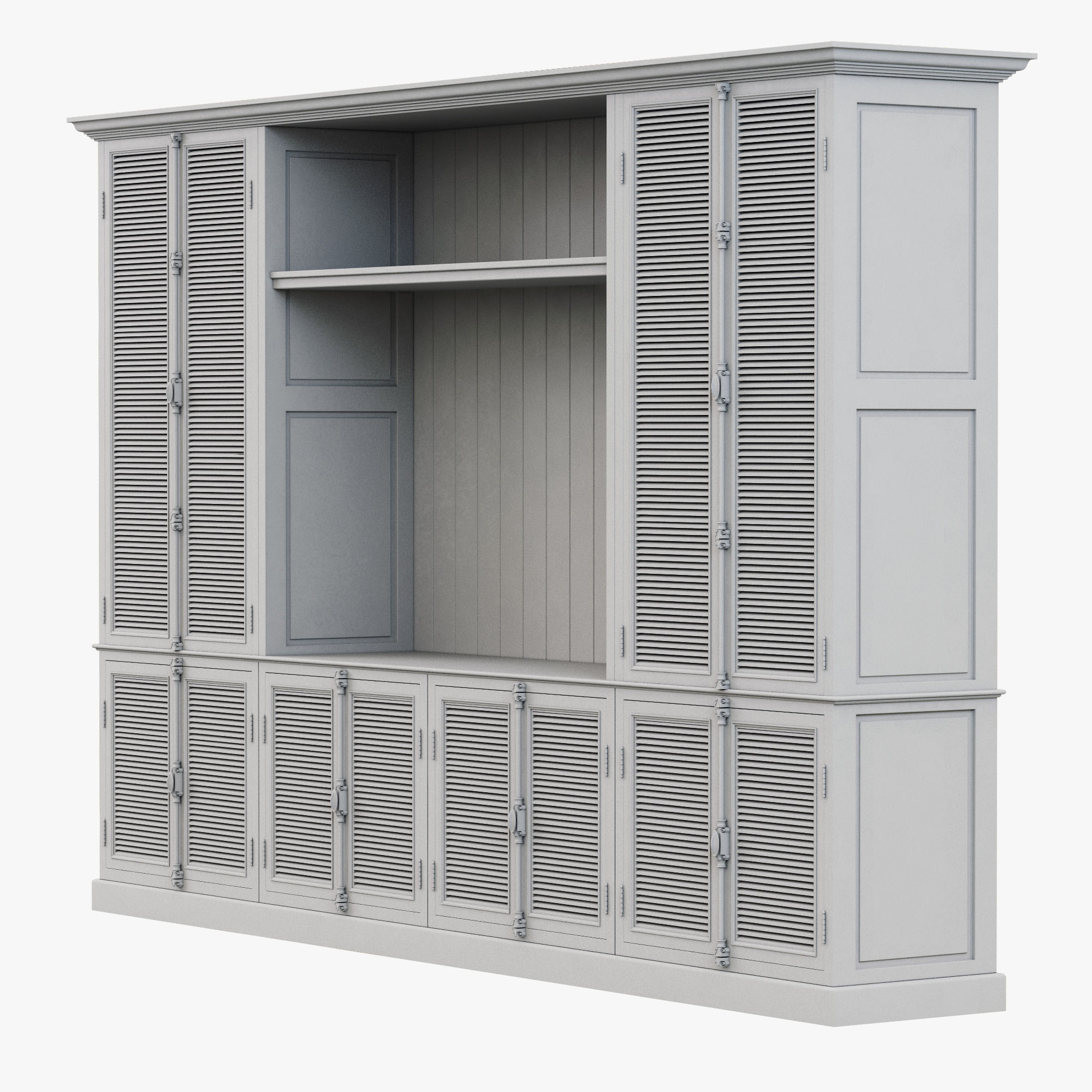 Restoration Hardware Shutter Closed Wood Media System 3D model_6