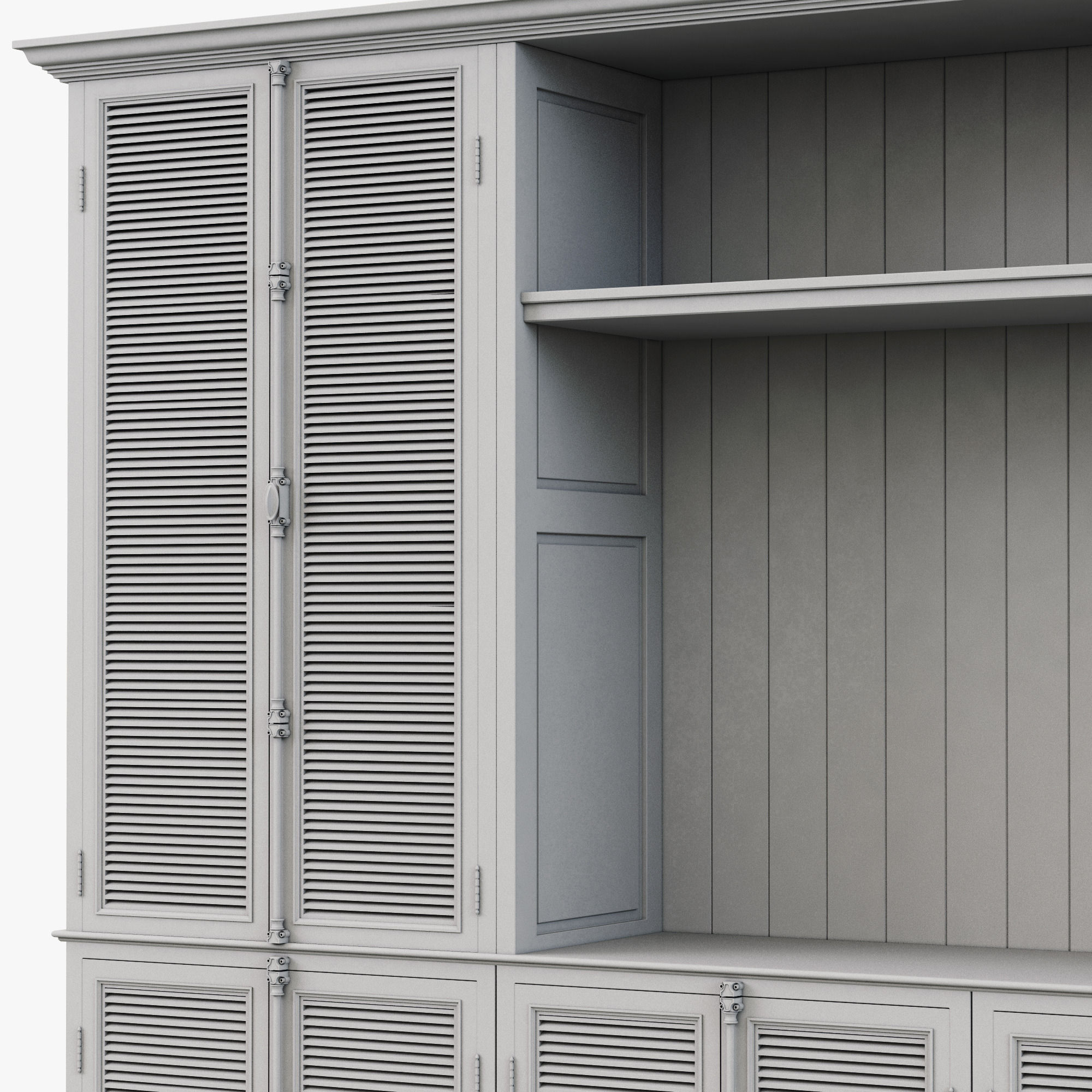 Restoration Hardware Shutter Closed Wood Media System 3D model_11