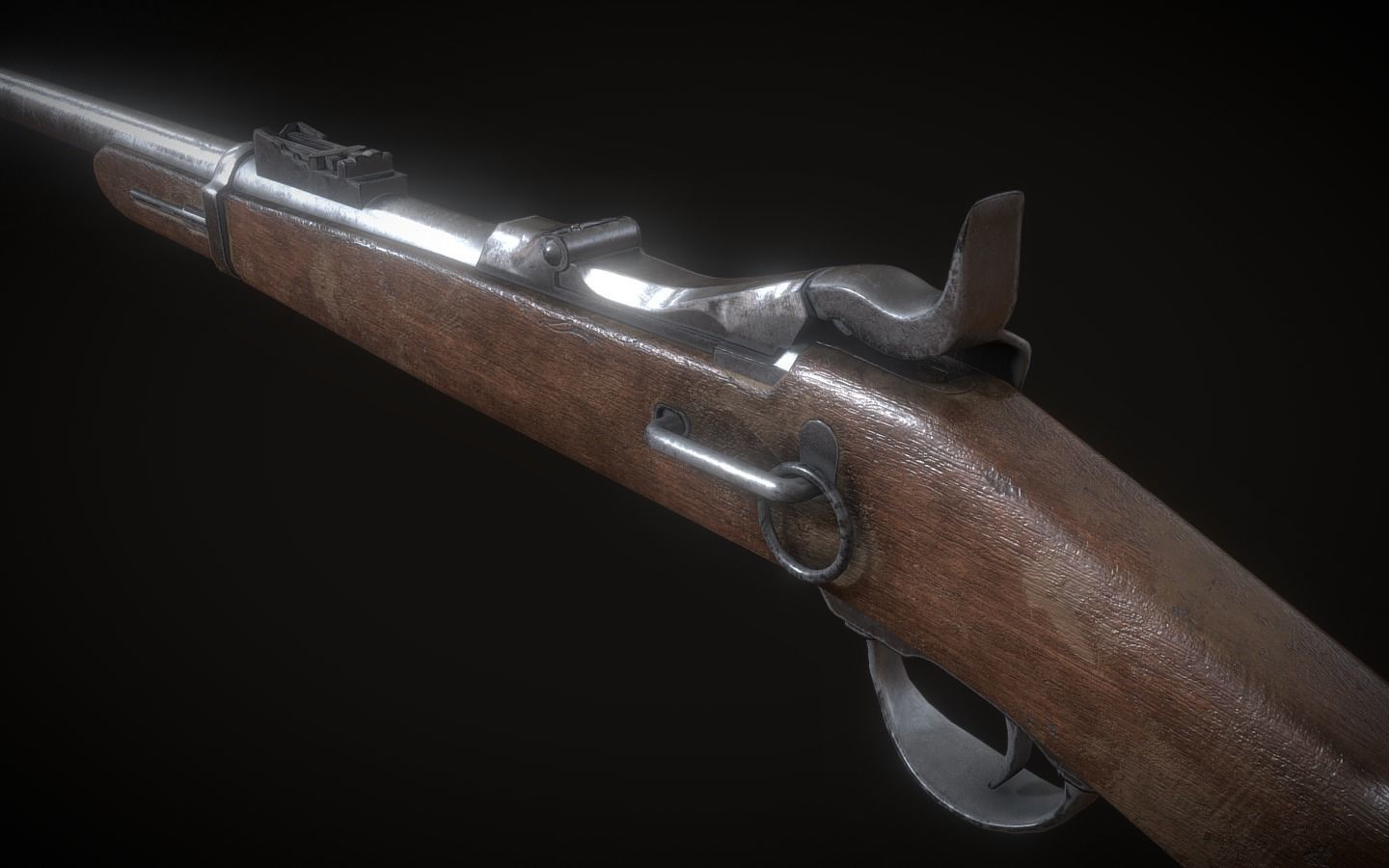 Springfield model 1873 Low-poly 3D model_2