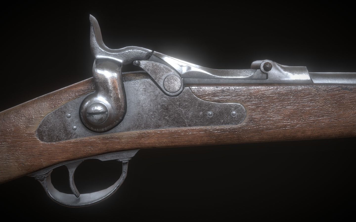 Springfield model 1873 Low-poly 3D model_1