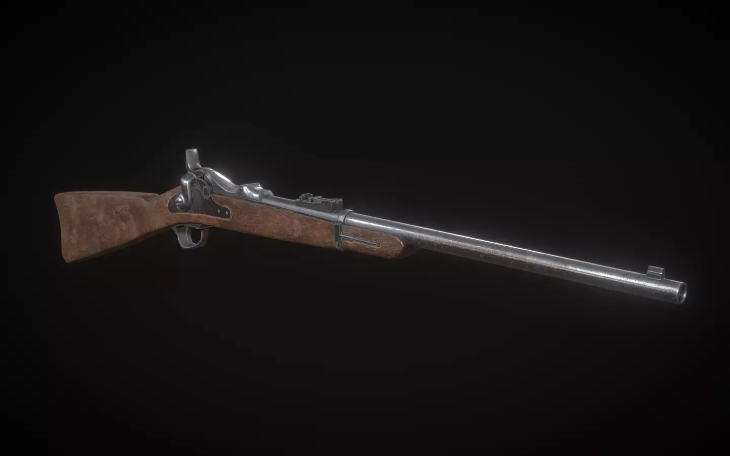 Springfield model 1873 Low-poly 3D model_0