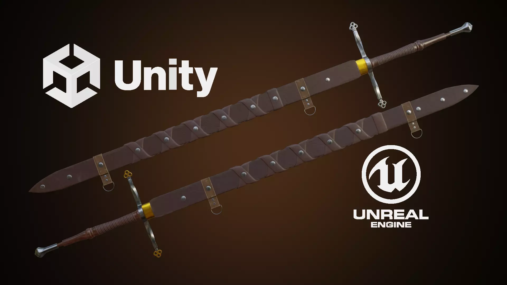 Two hand sword Low-poly 3D model_0