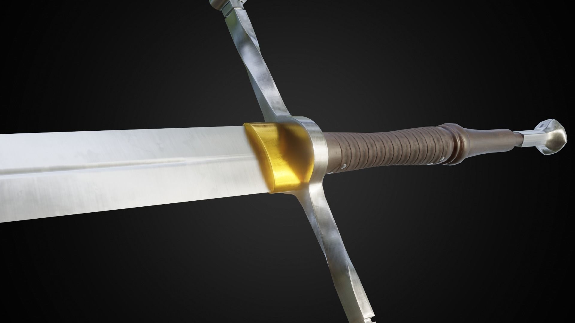 Two hand sword Low-poly 3D model_33