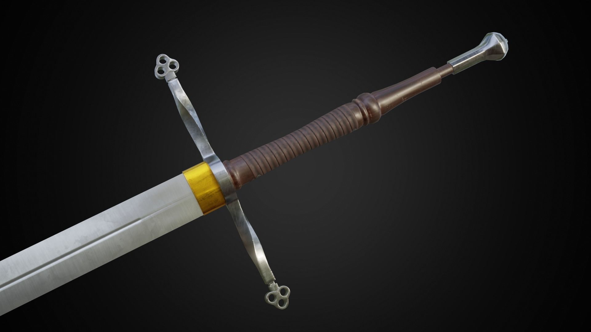 Two hand sword Low-poly 3D model_13