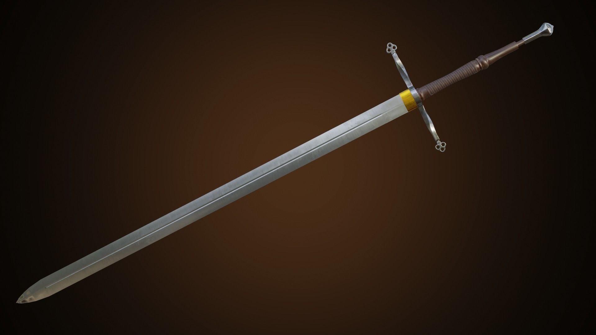 Two hand sword Low-poly 3D model_12