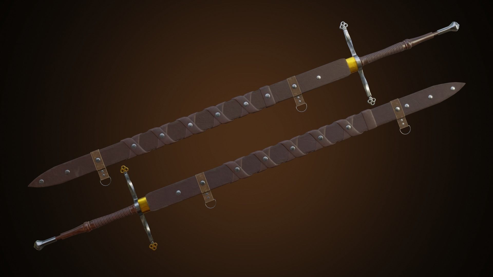 Two hand sword Low-poly 3D model_23