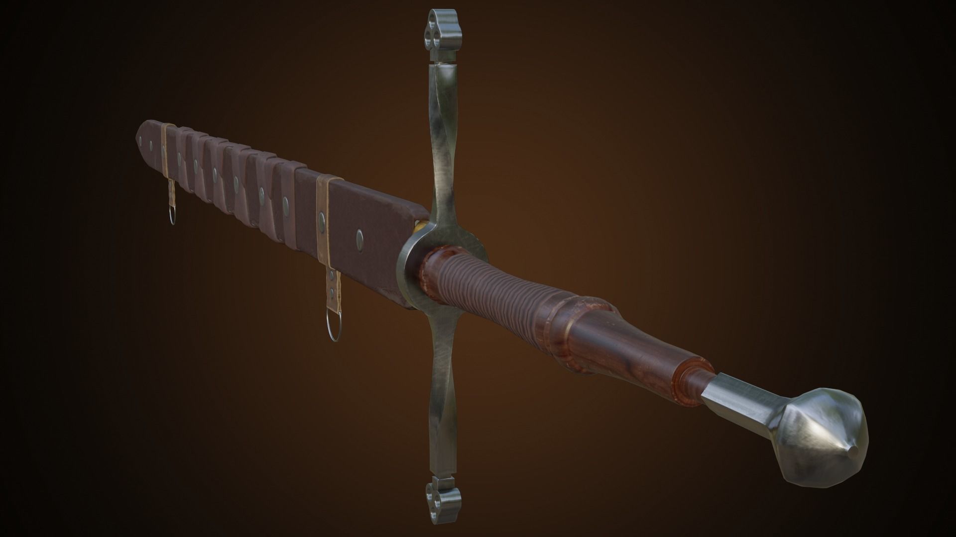 Two hand sword Low-poly 3D model_27