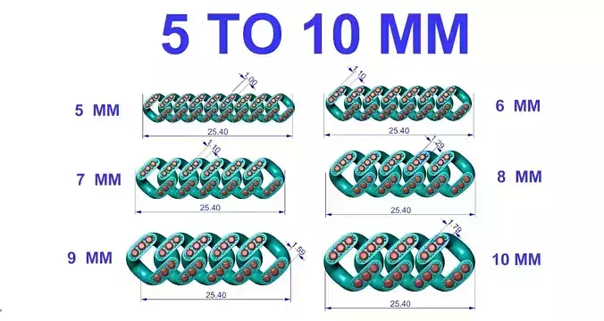 DIAMOND CUBAN CHAIN 5 TO 10 MM 