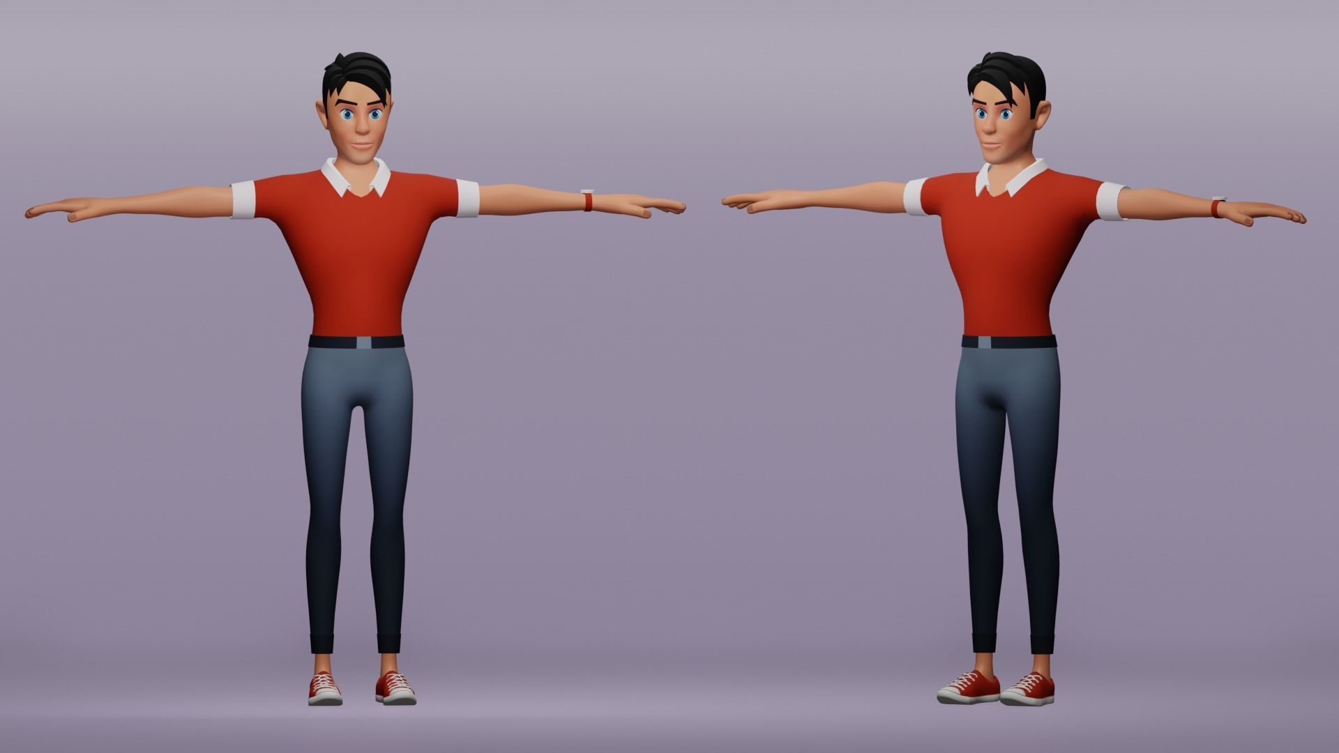 Male cartoon character Free low-poly 3D model_2