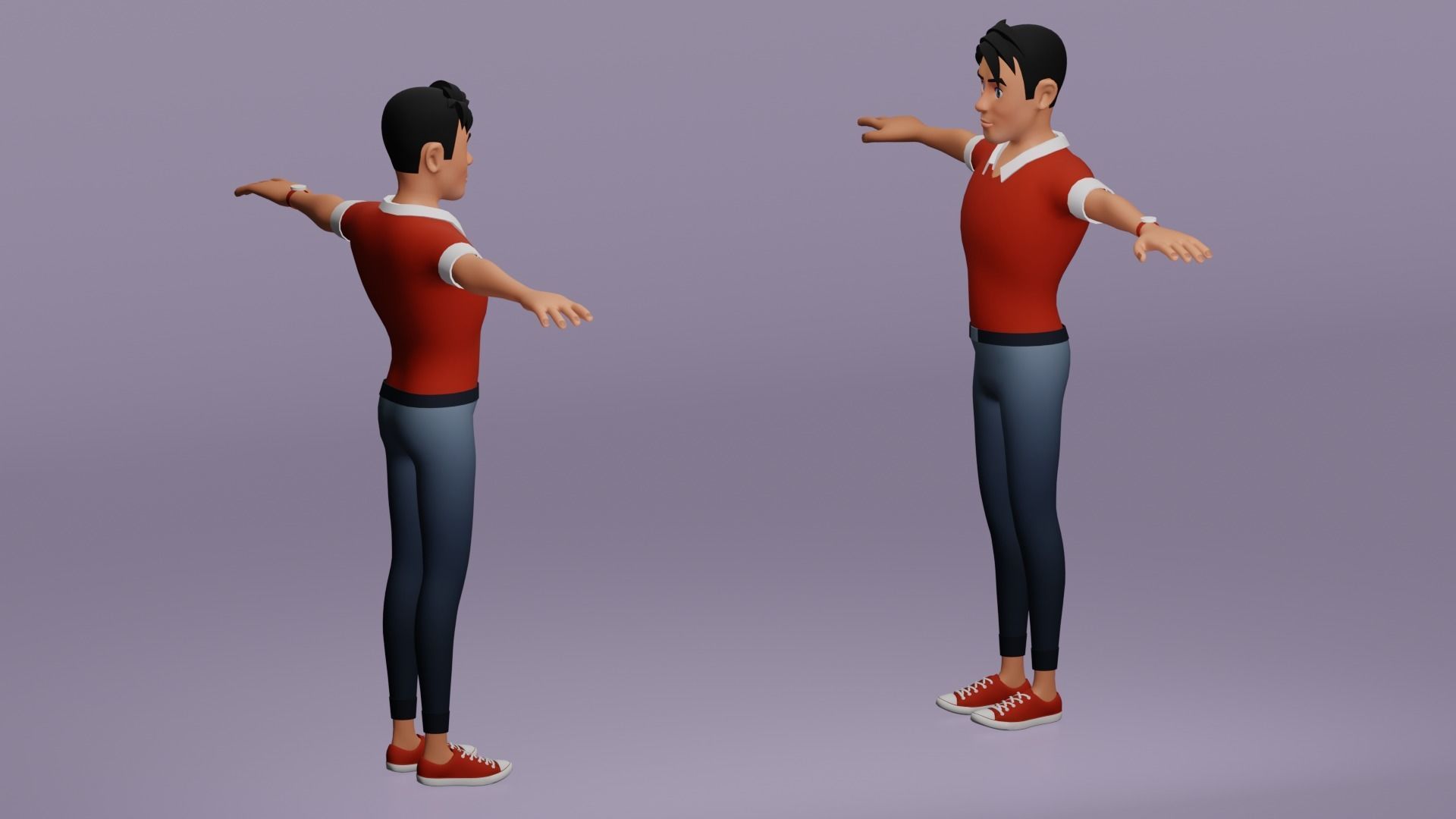 Male cartoon character Free low-poly 3D model_5