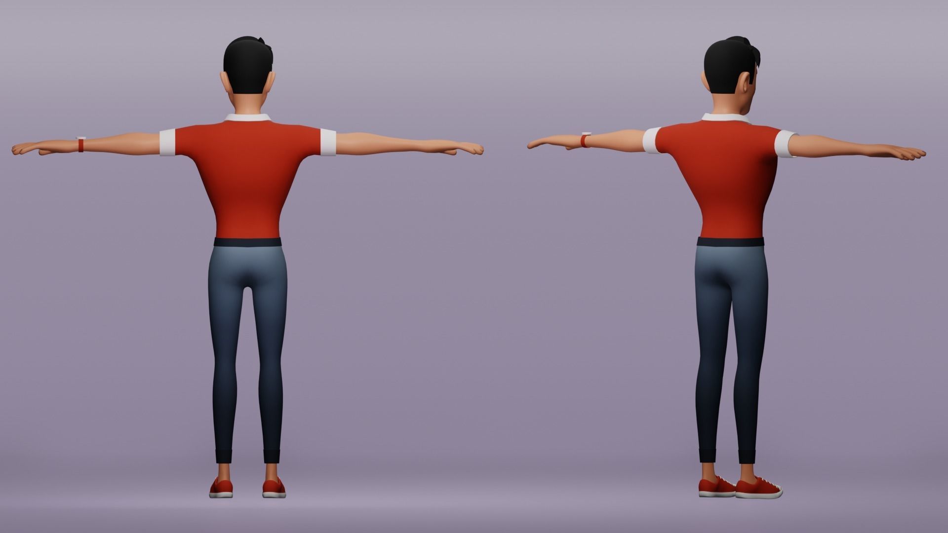 Male cartoon character Free low-poly 3D model_3