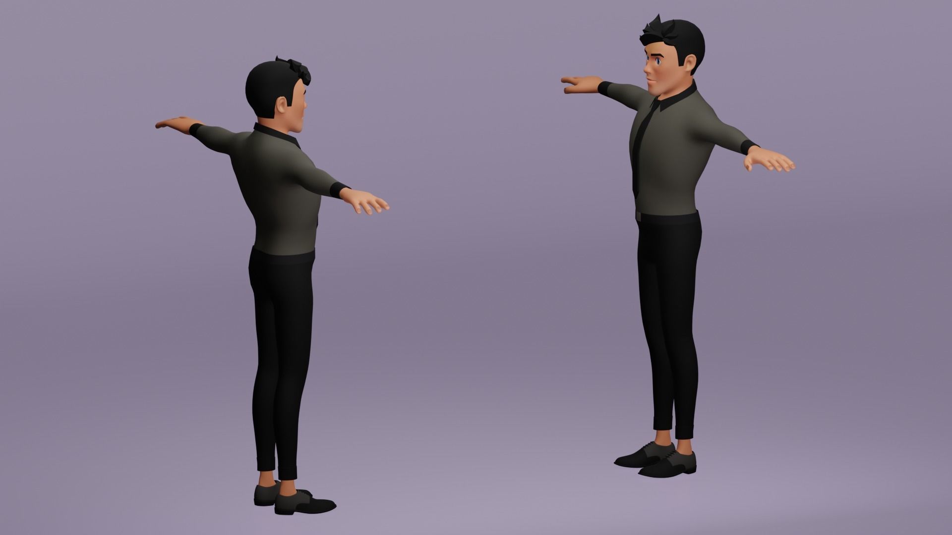 Male cartoon character Free low-poly 3D model_5