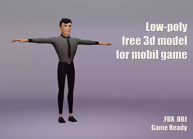 Male cartoon character Free low-poly 3D model Male cartoon character Free low-poly 3D model