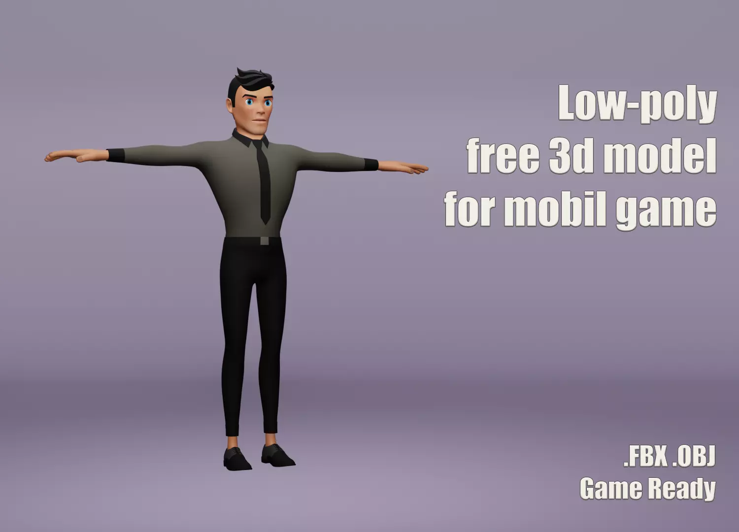 Male cartoon character Free low-poly 3D model_0