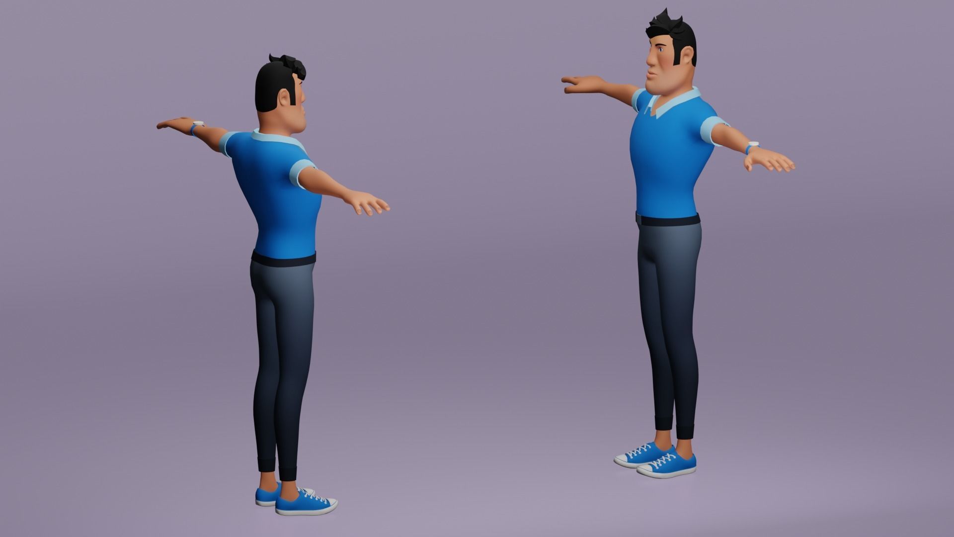 Male cartoon character Free low-poly 3D model_5