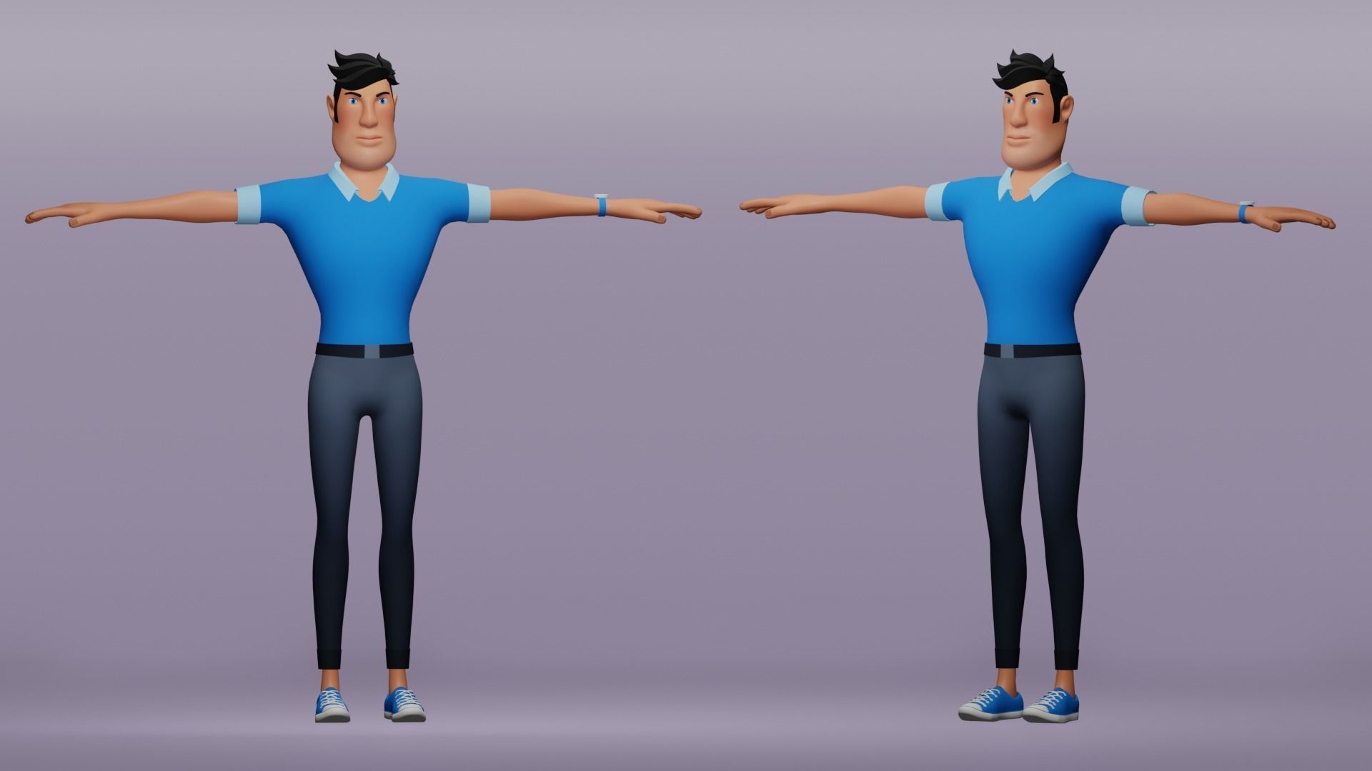 Male cartoon character Free low-poly 3D model_2