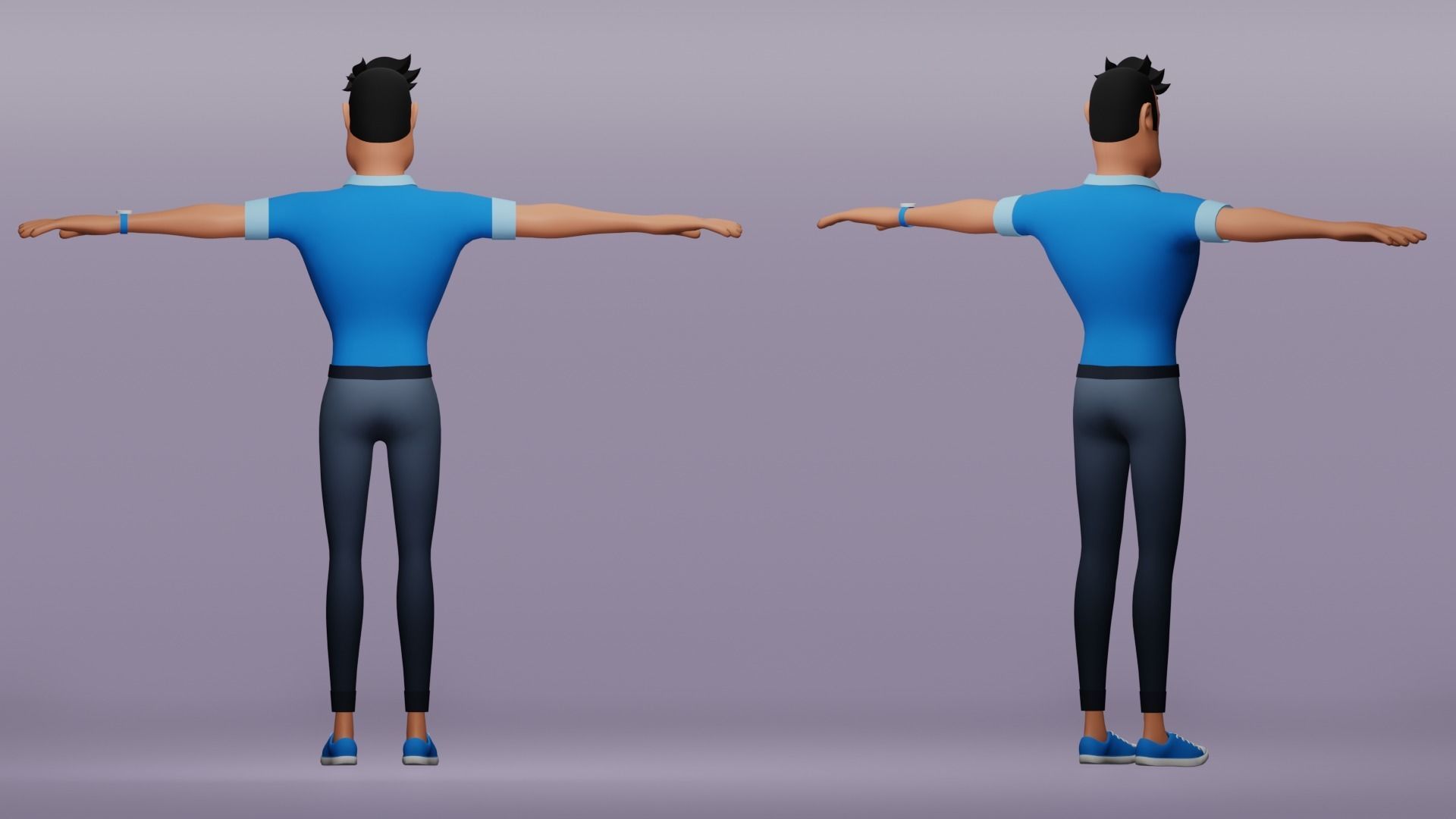 Male cartoon character Free low-poly 3D model_3
