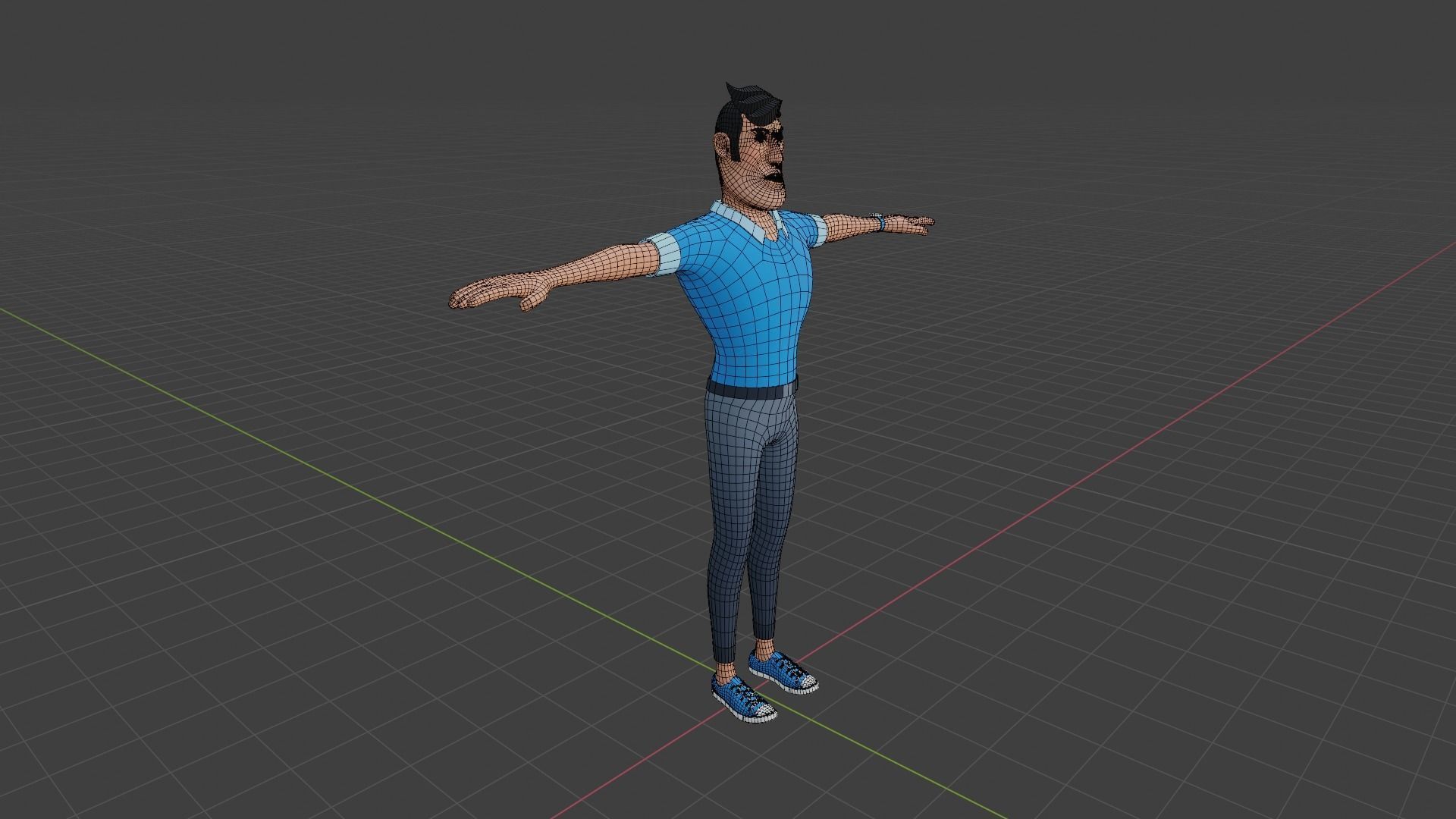 Male cartoon character Free low-poly 3D model_8