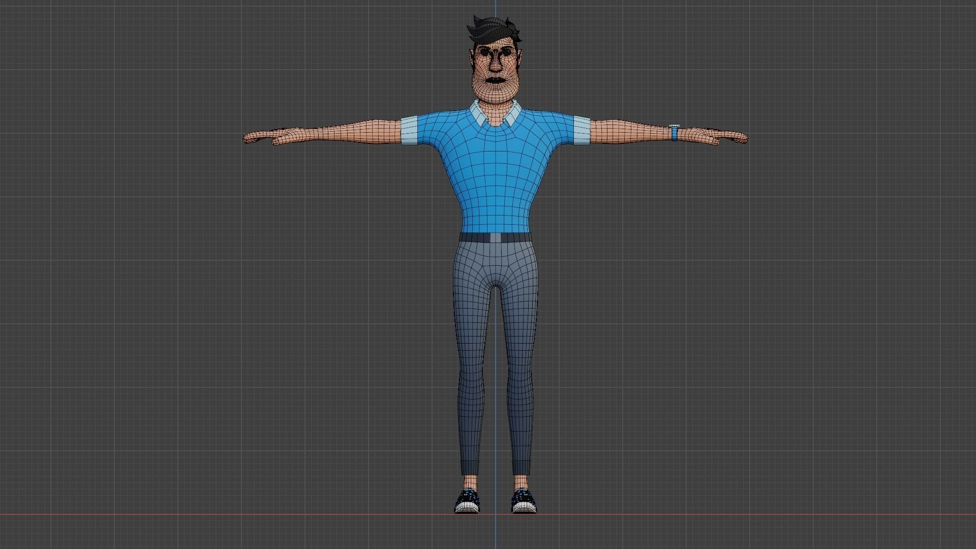 Male cartoon character Free low-poly 3D model_6