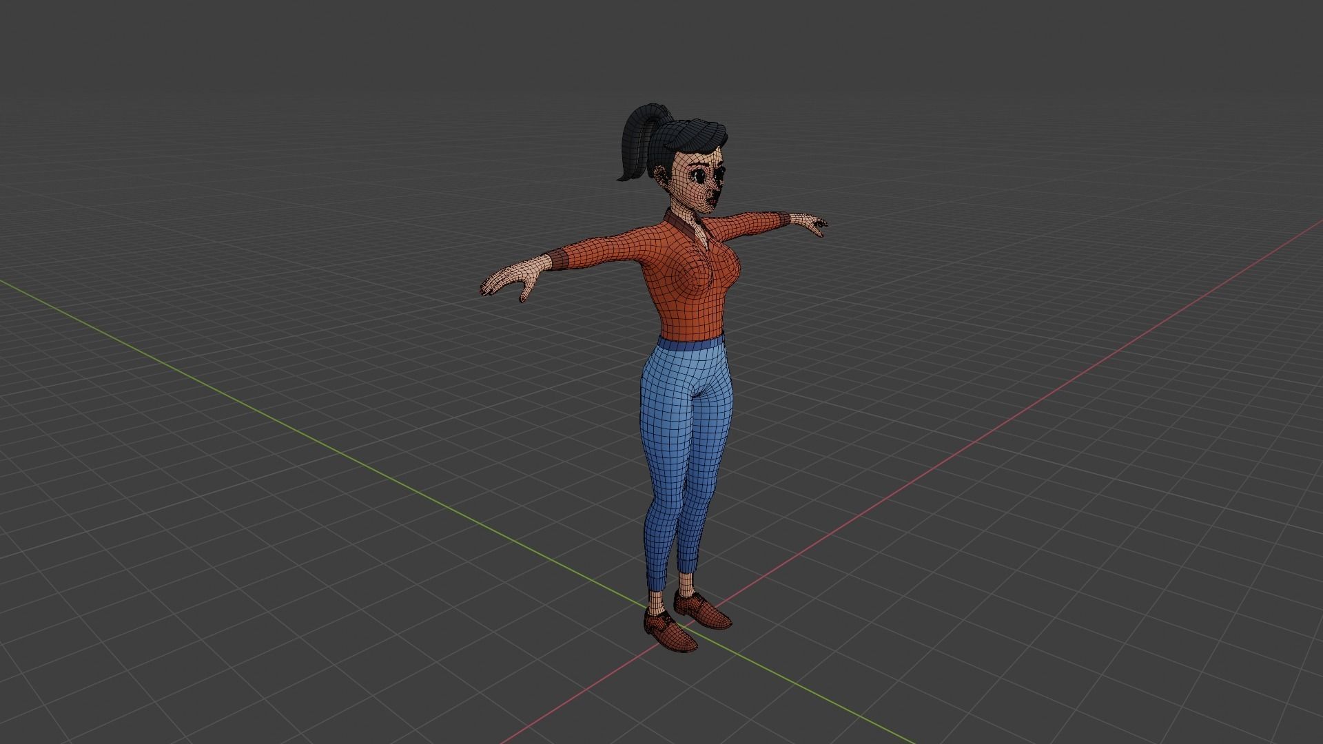 Female cartoon character Free low-poly 3D model_8