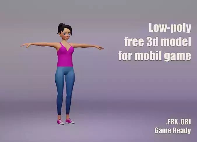 Female cartoon character Free low-poly 3D model Female cartoon character Free low-poly 3D model