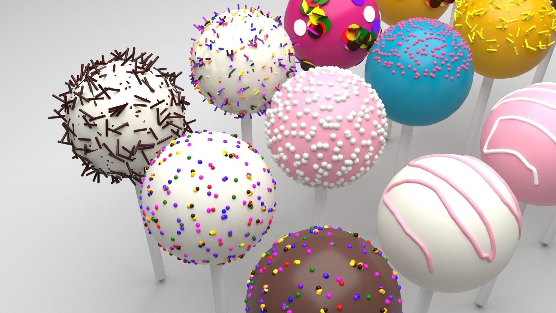 Cake Pops Set 3D model_4