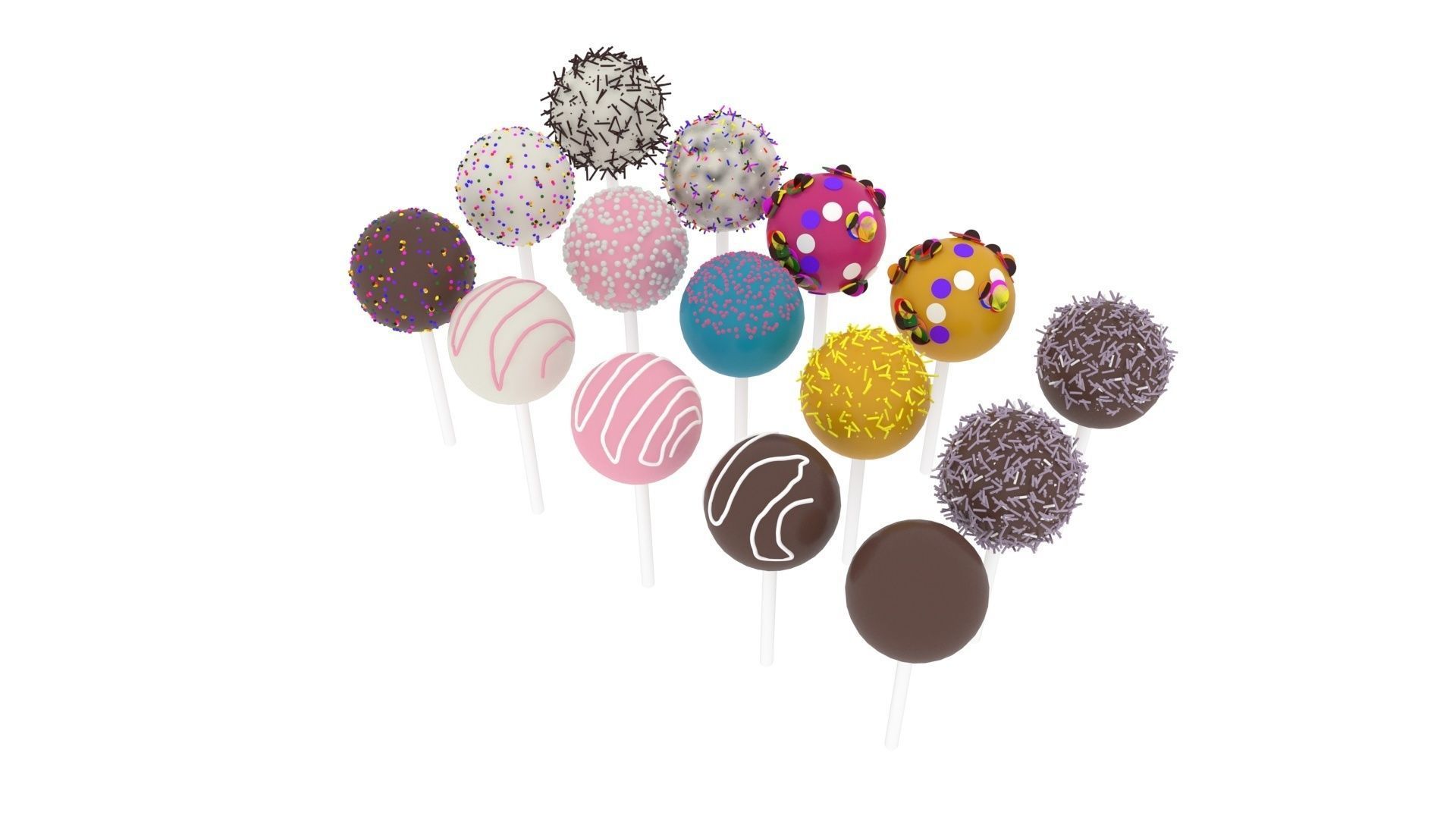 Cake Pops Set 3D model_12
