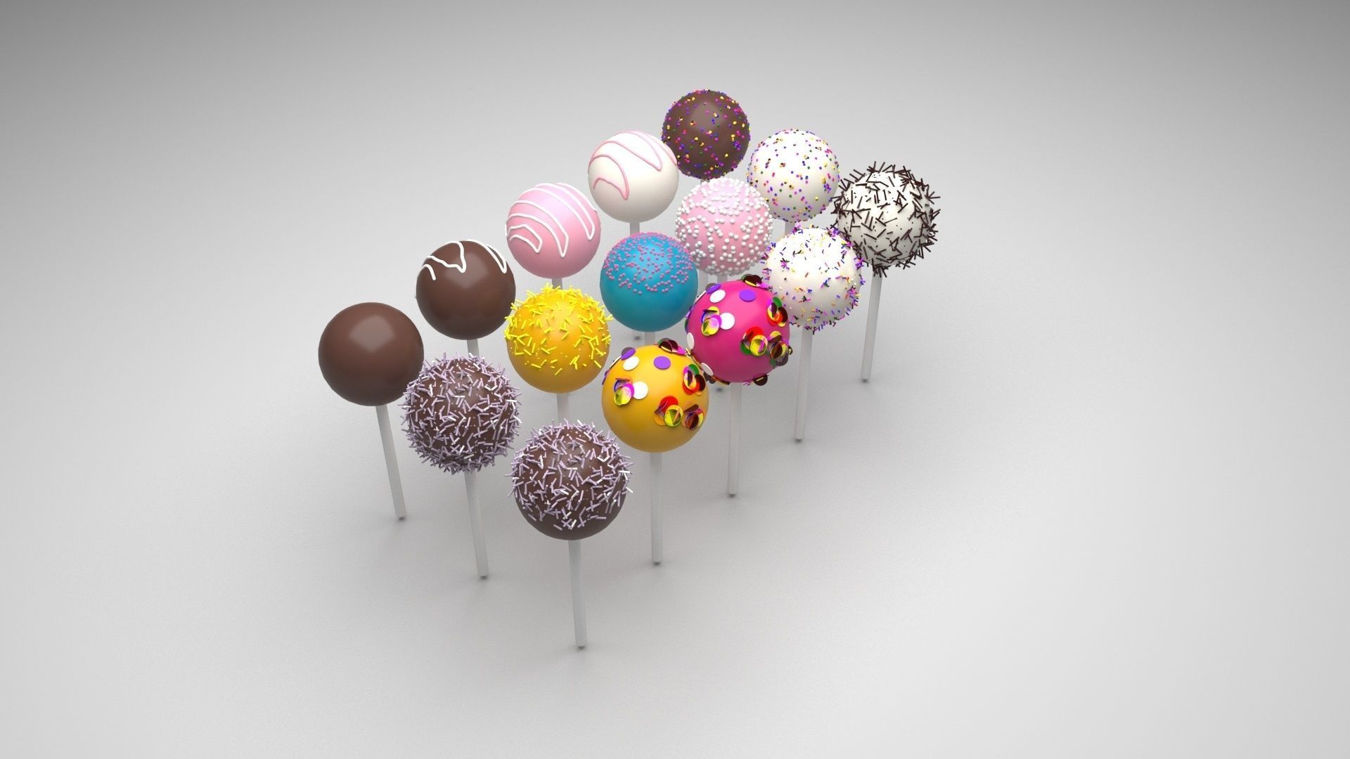 Cake Pops Set 3D model_2