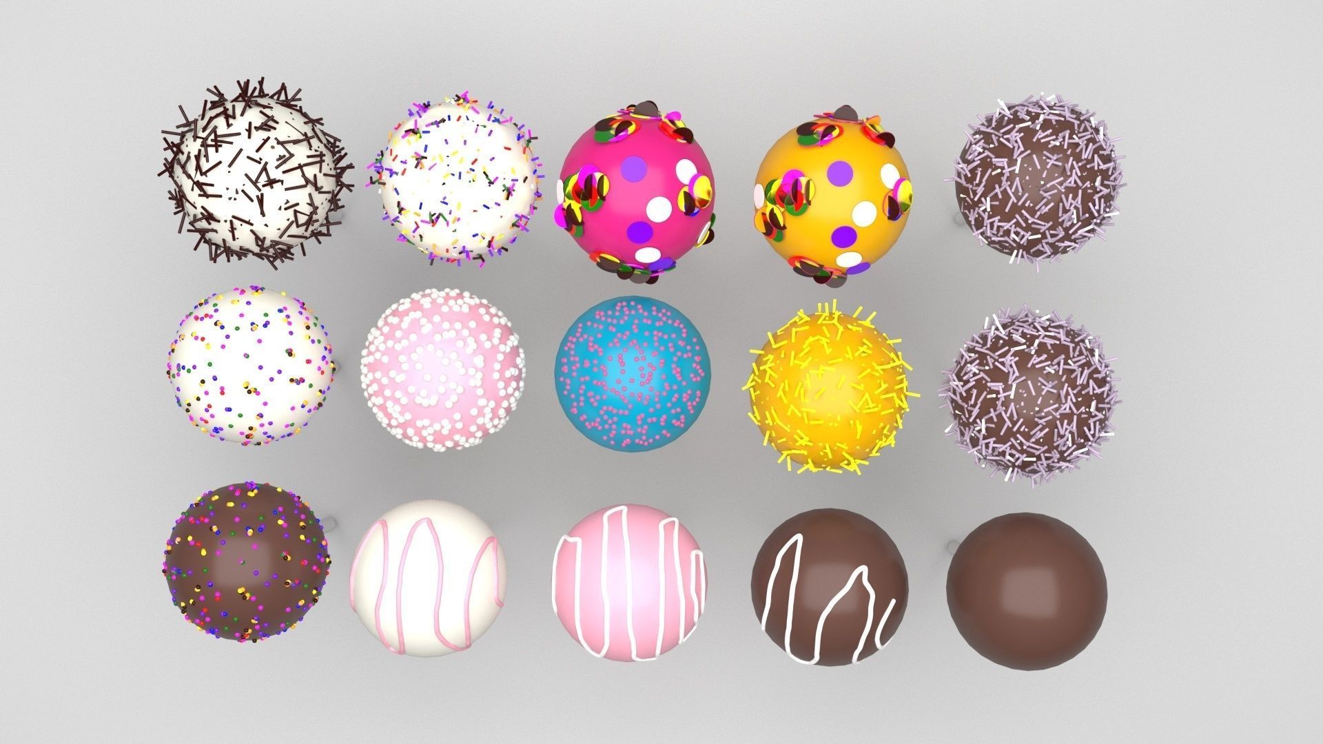 Cake Pops Set 3D model_10