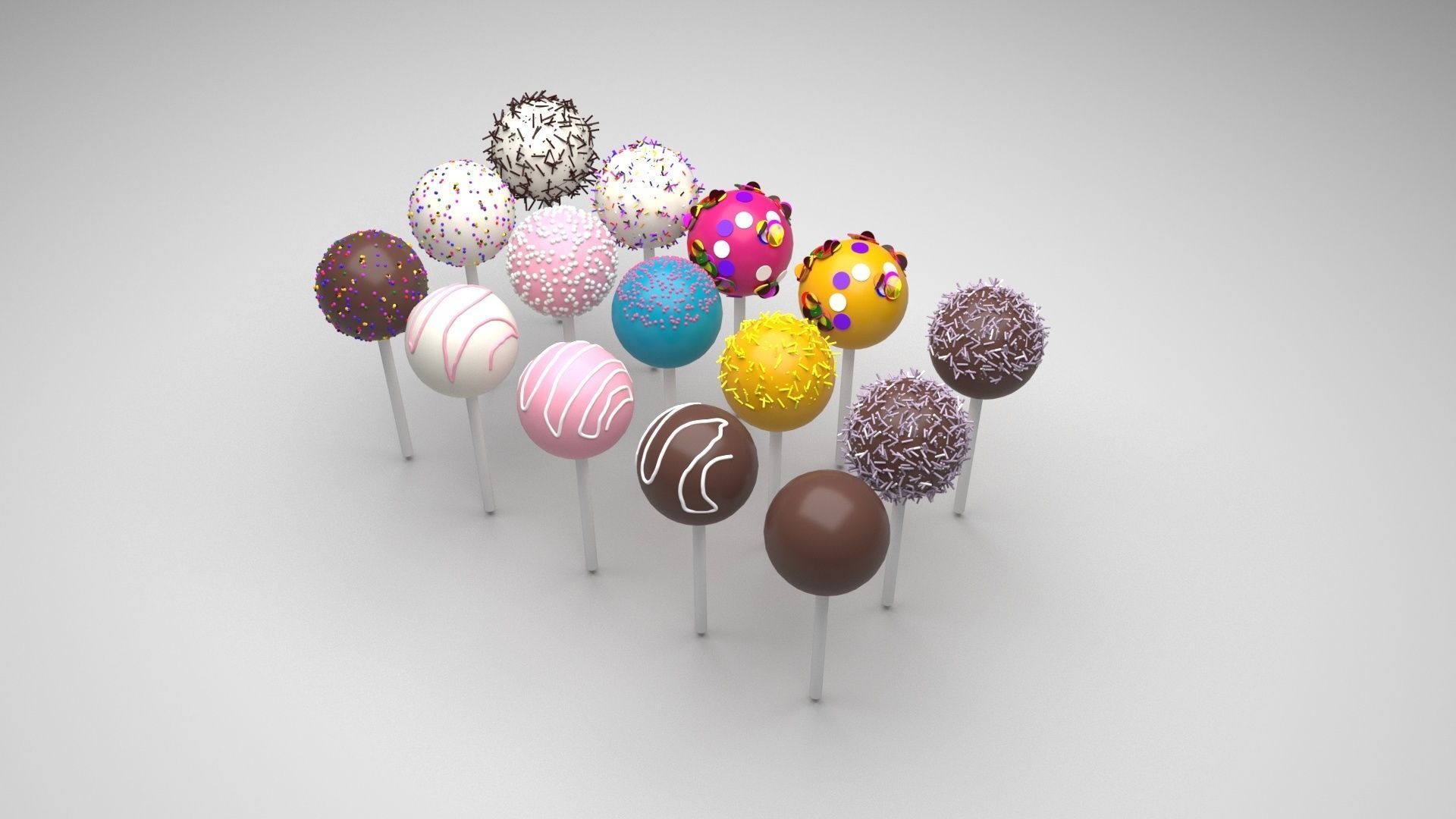 Cake Pops Set 3D model_1