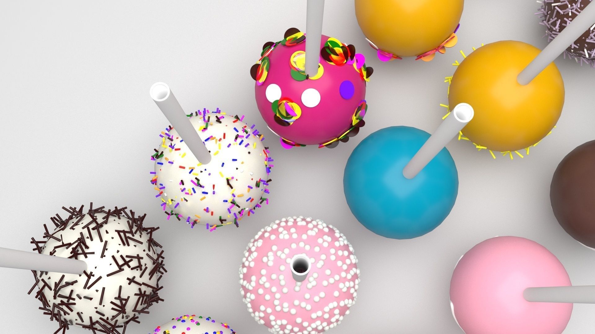 Cake Pops Set 3D model_7